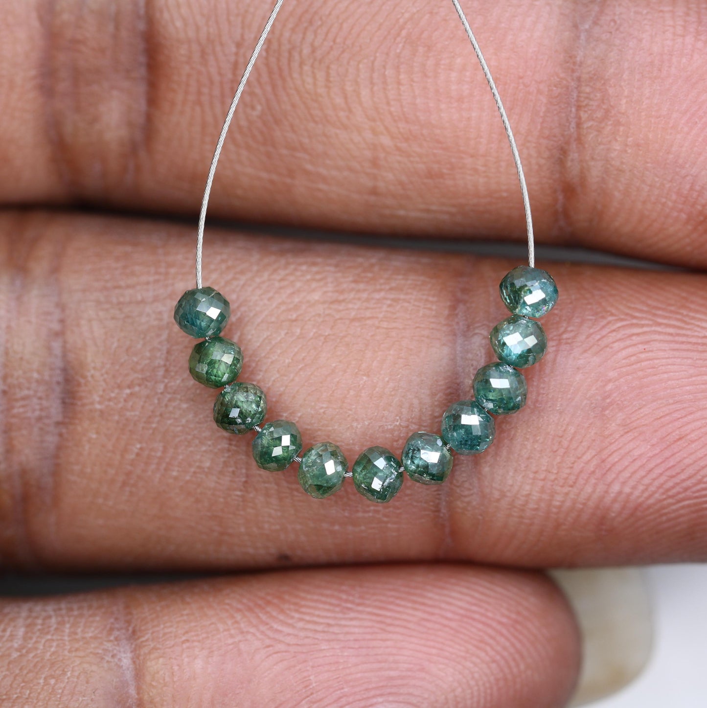 Premium Green Diamond Beads | Authentic Sparkling Gemstone Strands for DIY Jewelry Projects