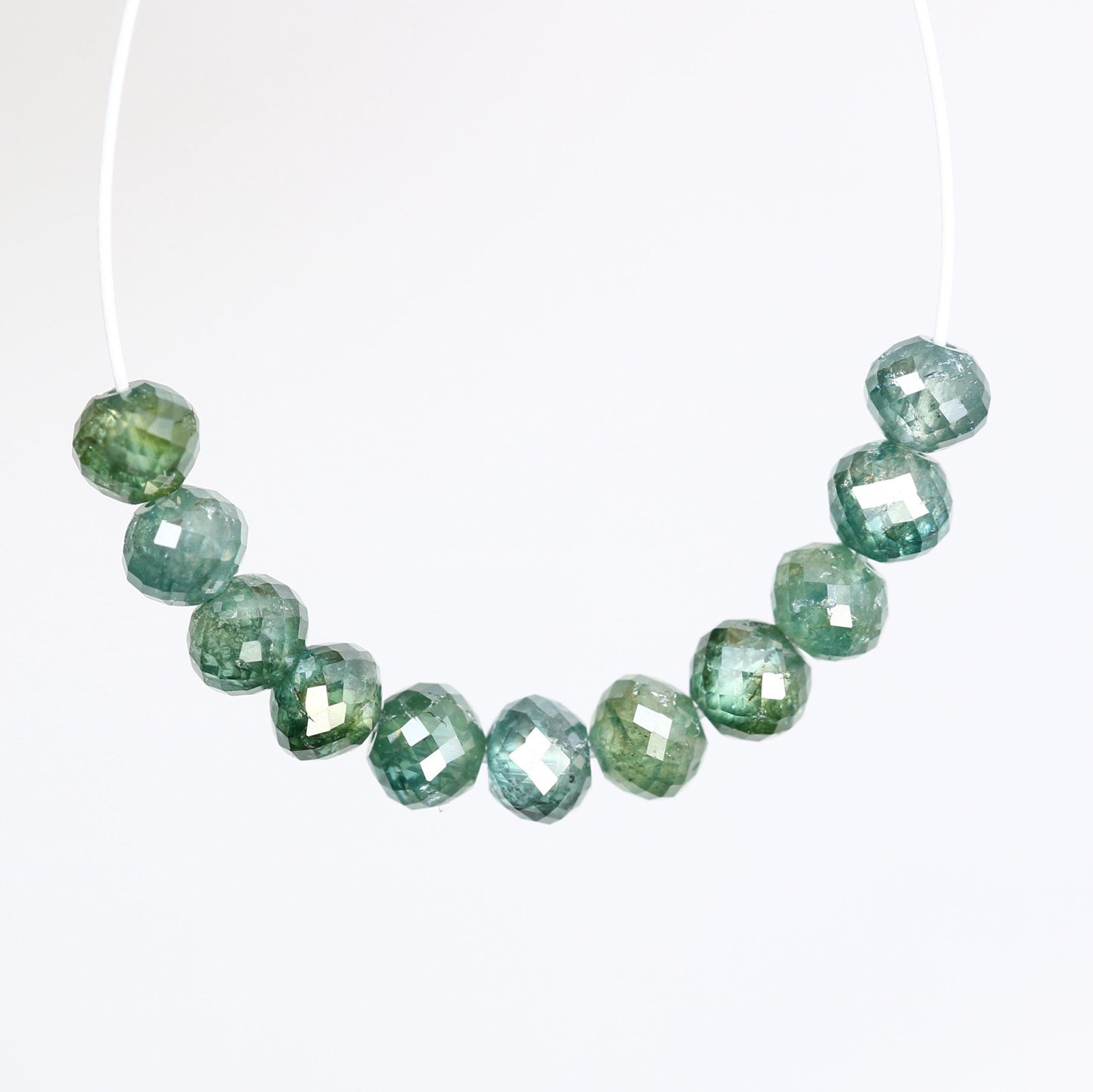 Green Treated Diamond Beads | Premium Sparkling Gemstone Strands for Jewelry Making | DIY Necklace & Bracelet Supplies | Unique Beads