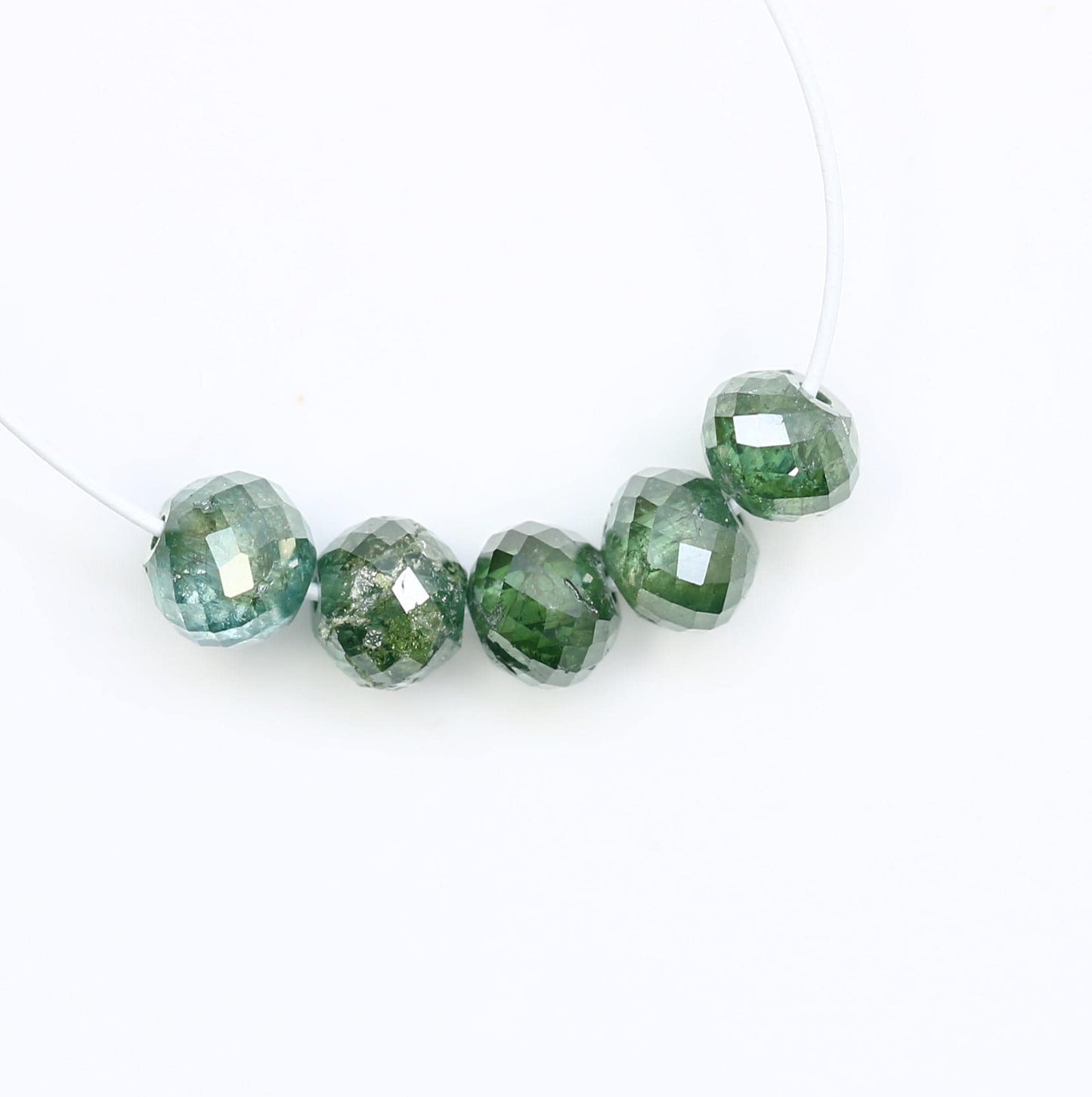 Premium Green Treated Diamond Beads for Jewelry Making | Sparkling Gemstone Strands for DIY Necklaces and Bracelets | Unique Artisan Beads