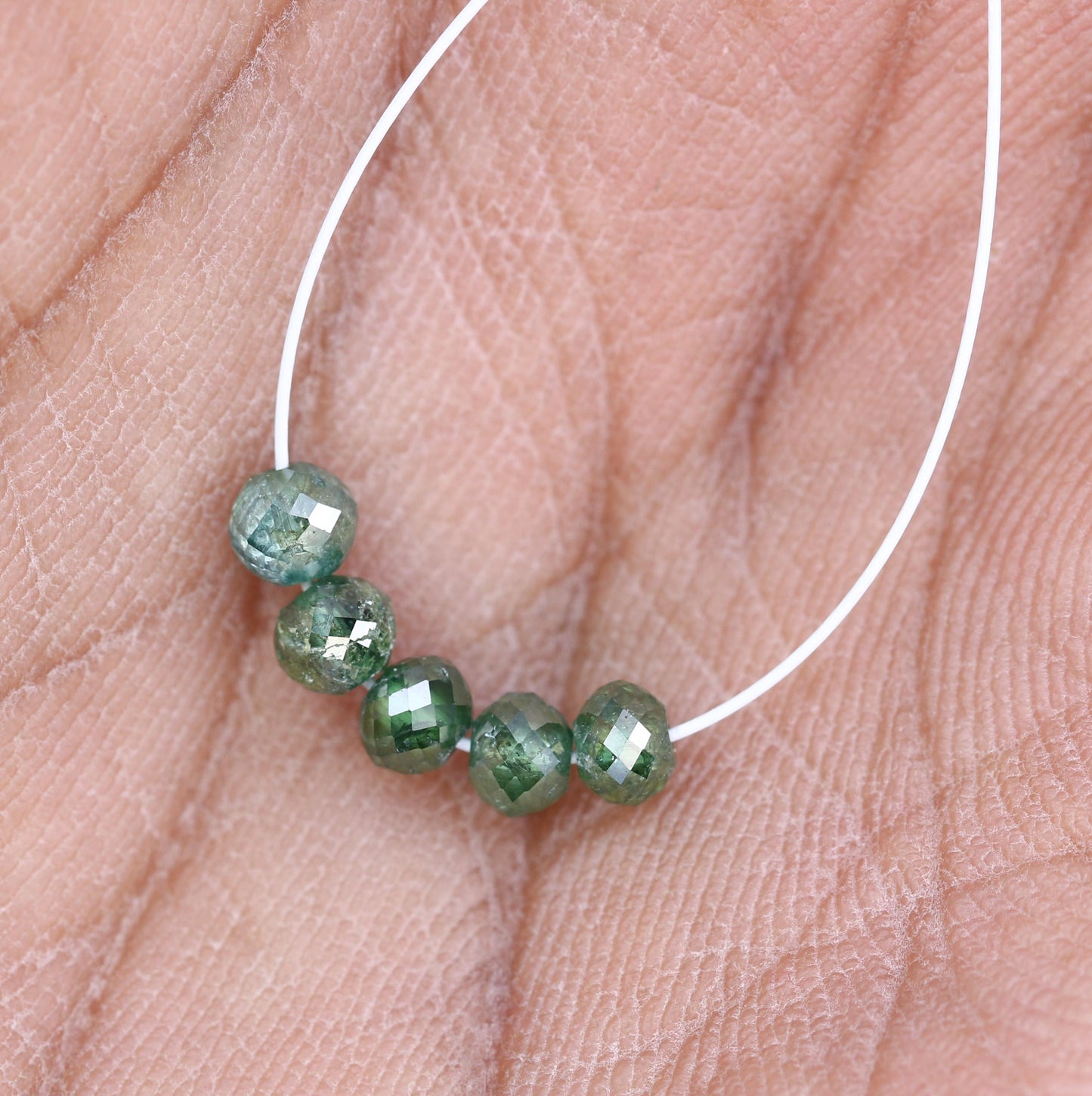 Premium Green Treated Diamond Beads for Jewelry Making | Sparkling Gemstone Strands for DIY Necklaces and Bracelets | Unique Artisan Beads
