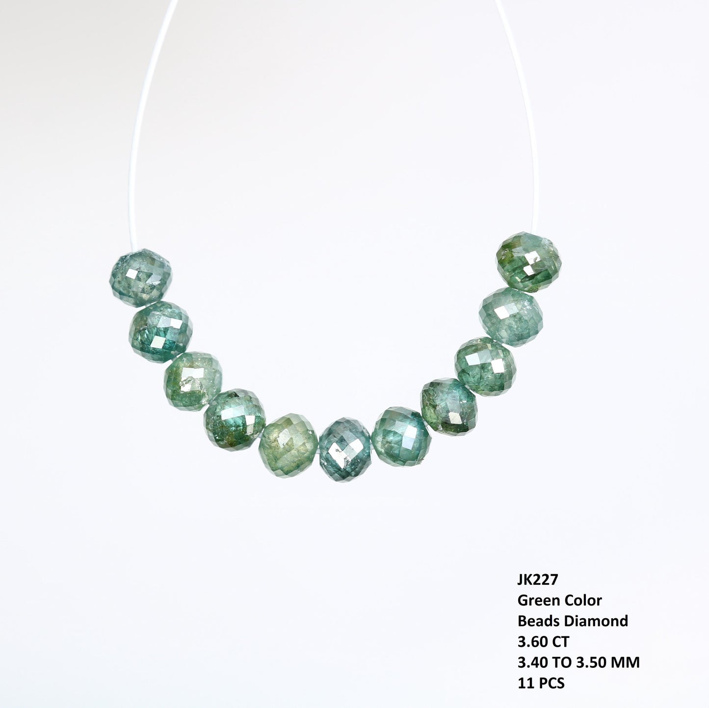 Green Treated Diamond Beads | Premium Sparkling Gemstone Strands for Jewelry Making | DIY Necklace & Bracelet Supplies | Unique Beads