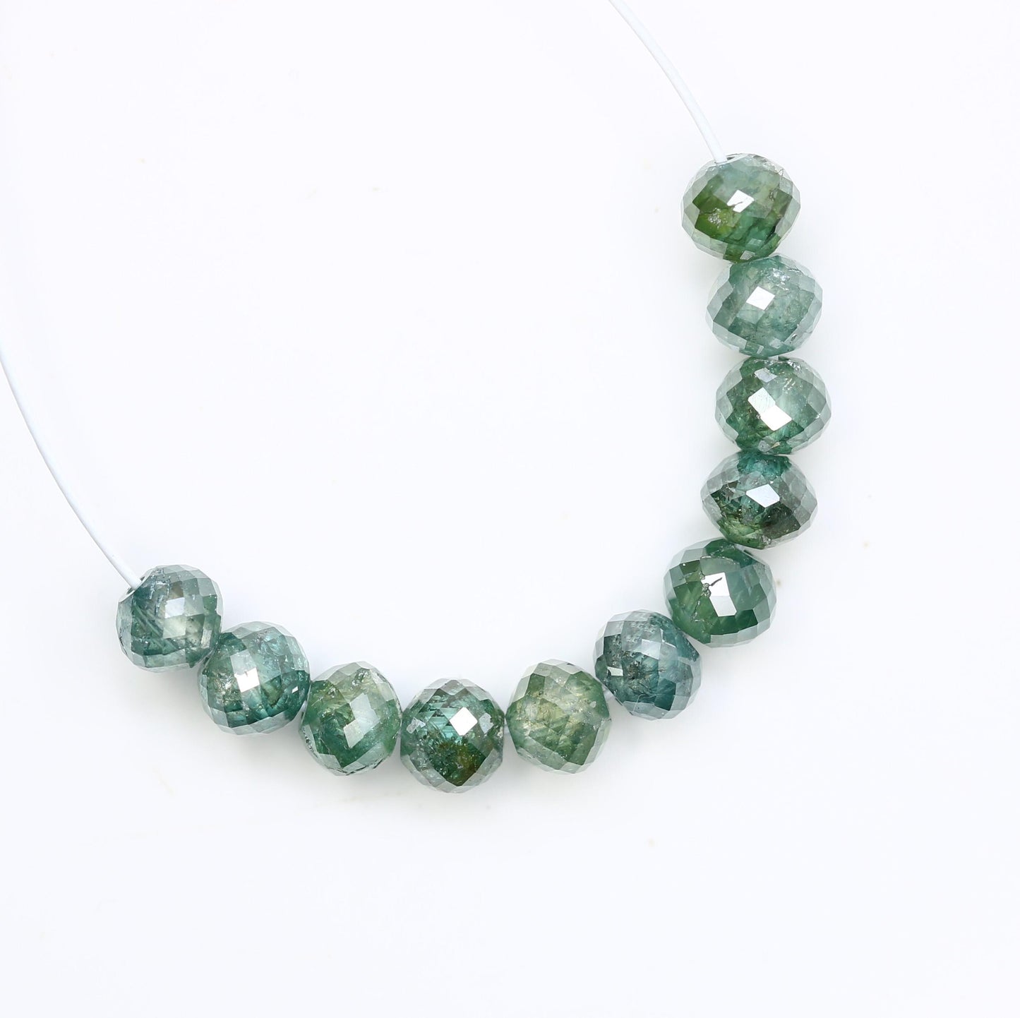 Green Treated Diamond Beads | Premium Sparkling Gemstone Strands for Jewelry Making | DIY Necklace & Bracelet Supplies | Unique Beads