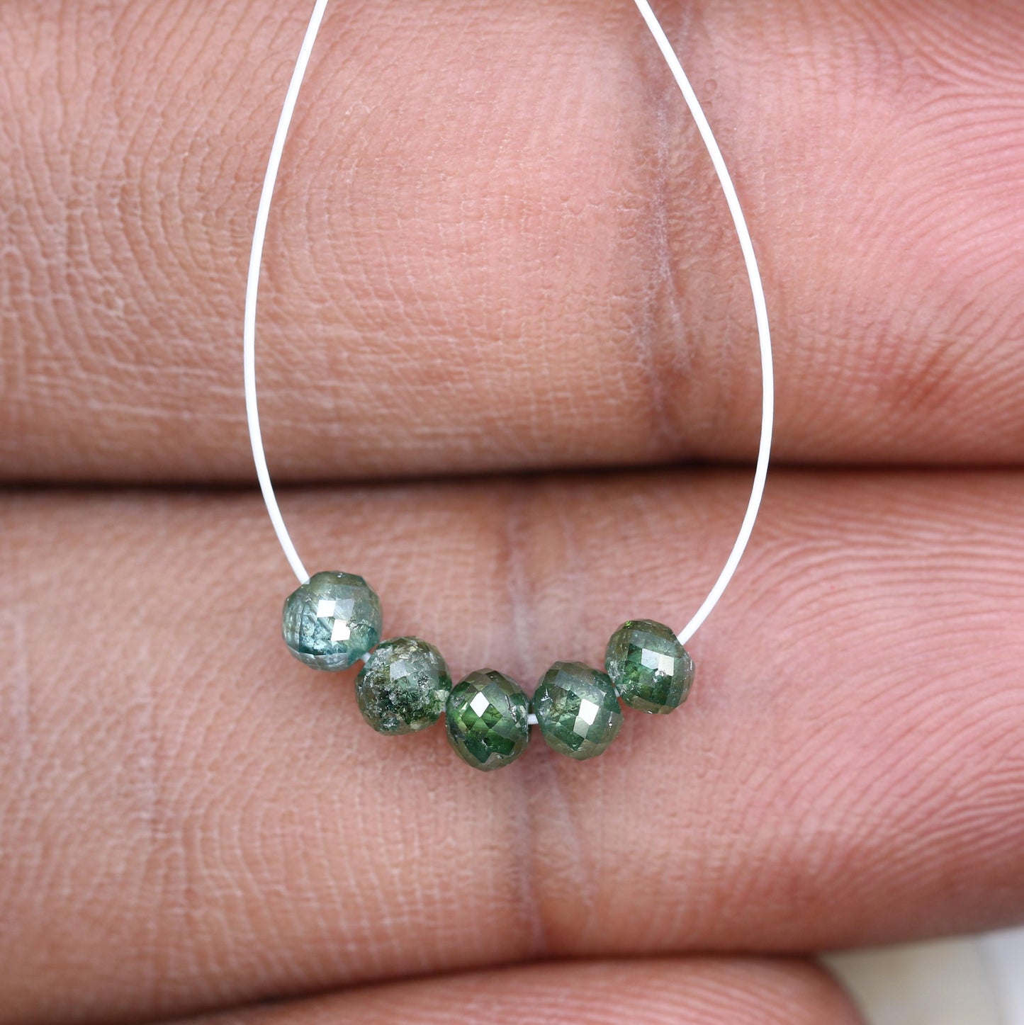 Premium Green Treated Diamond Beads for Jewelry Making | Sparkling Gemstone Strands for DIY Necklaces and Bracelets | Unique Artisan Beads
