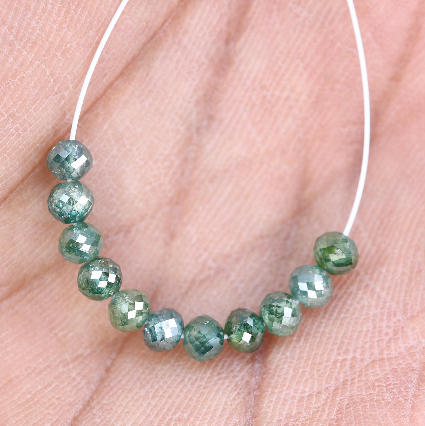 Green Treated Diamond Beads | Premium Sparkling Gemstone Strands for Jewelry Making | DIY Necklace & Bracelet Supplies | Unique Beads