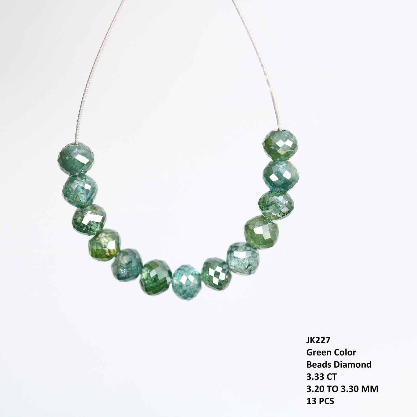 Green Treated Diamond Beads for Jewelry Making | Sparkling Gemstone Strands for Necklaces & Bracelets