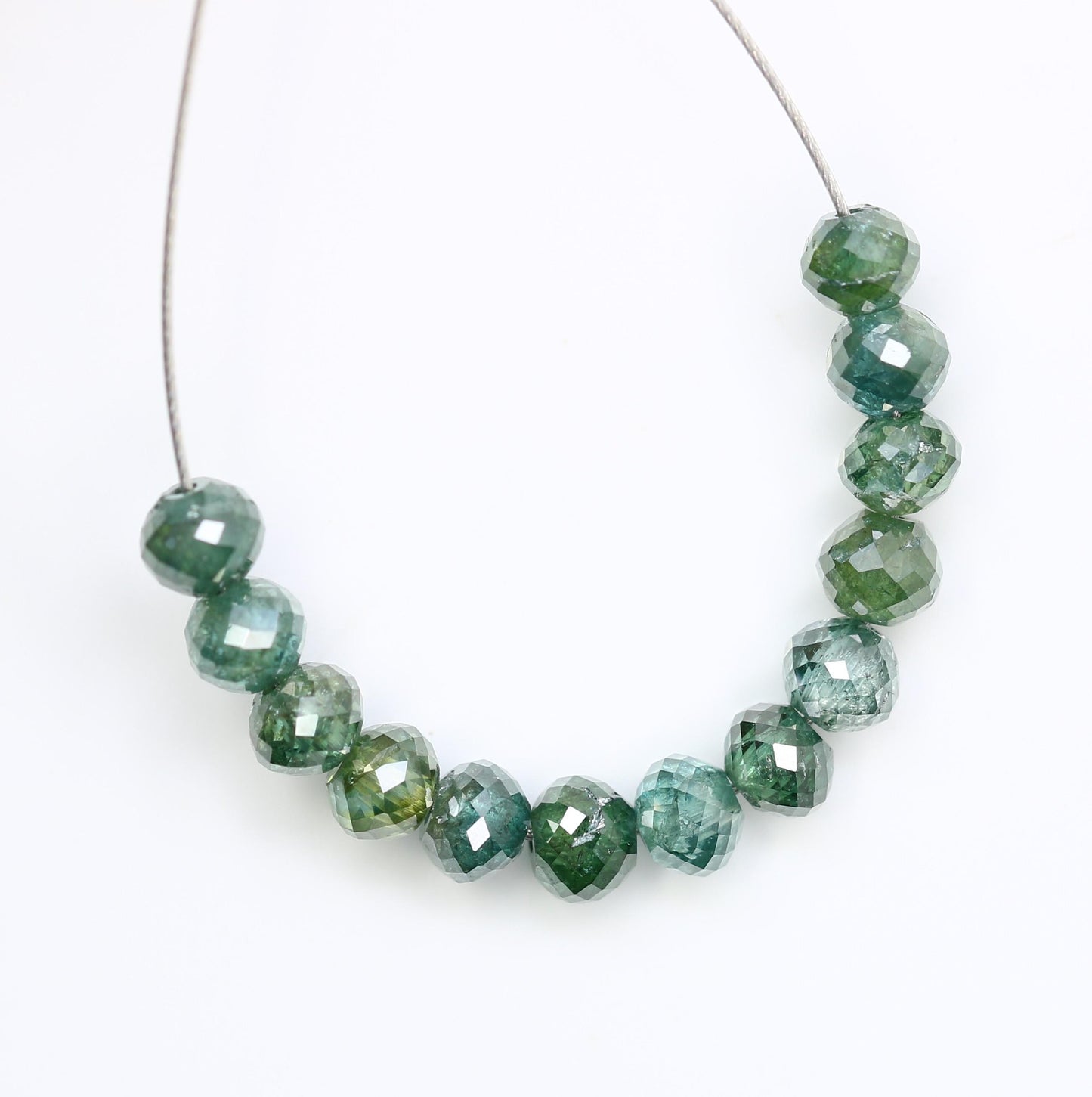 Green Treated Diamond Beads for Jewelry Making | Sparkling Gemstone Strands for Necklaces & Bracelets