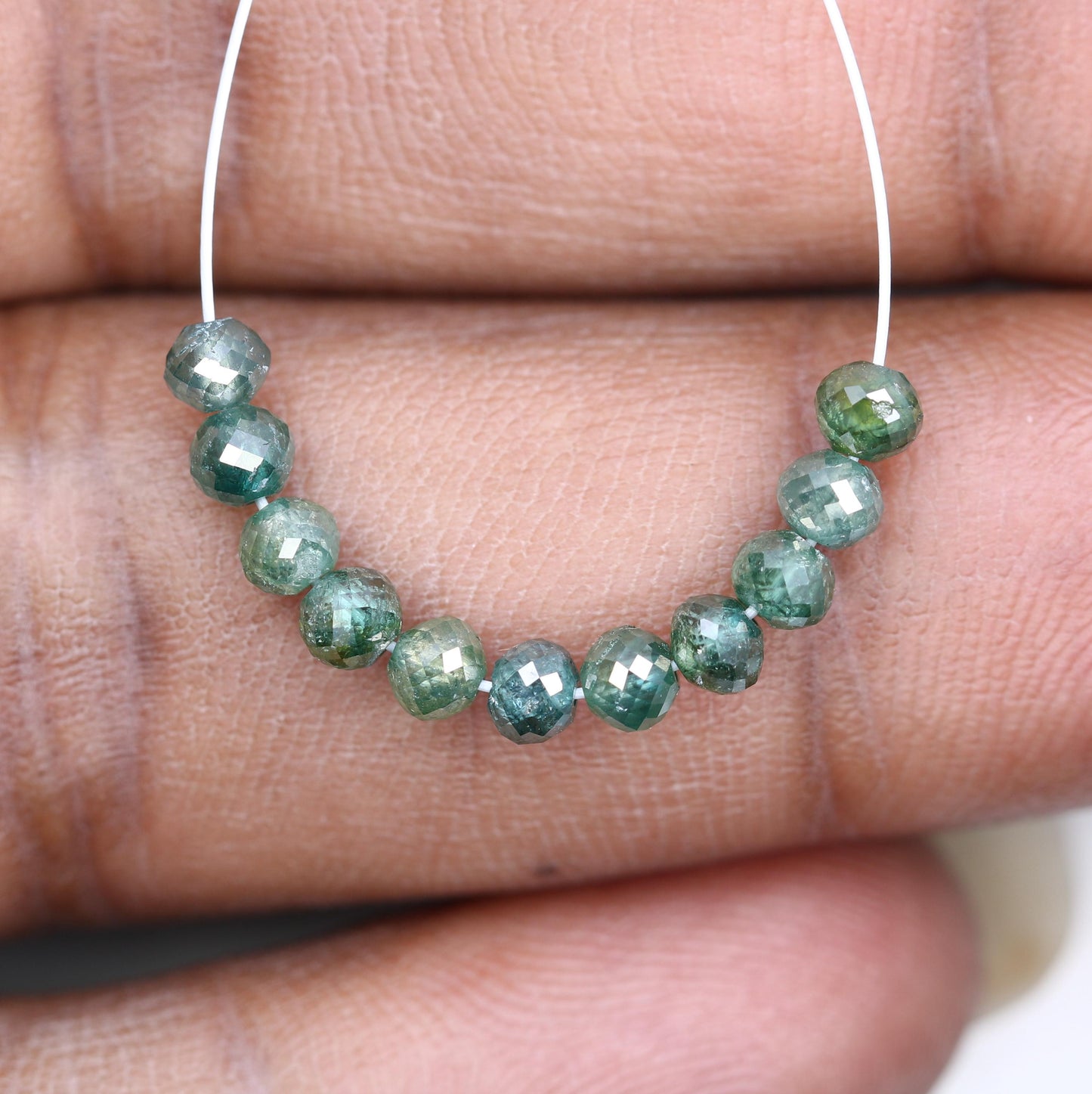 Green Treated Diamond Beads | Premium Sparkling Gemstone Strands for Jewelry Making | DIY Necklace & Bracelet Supplies | Unique Beads