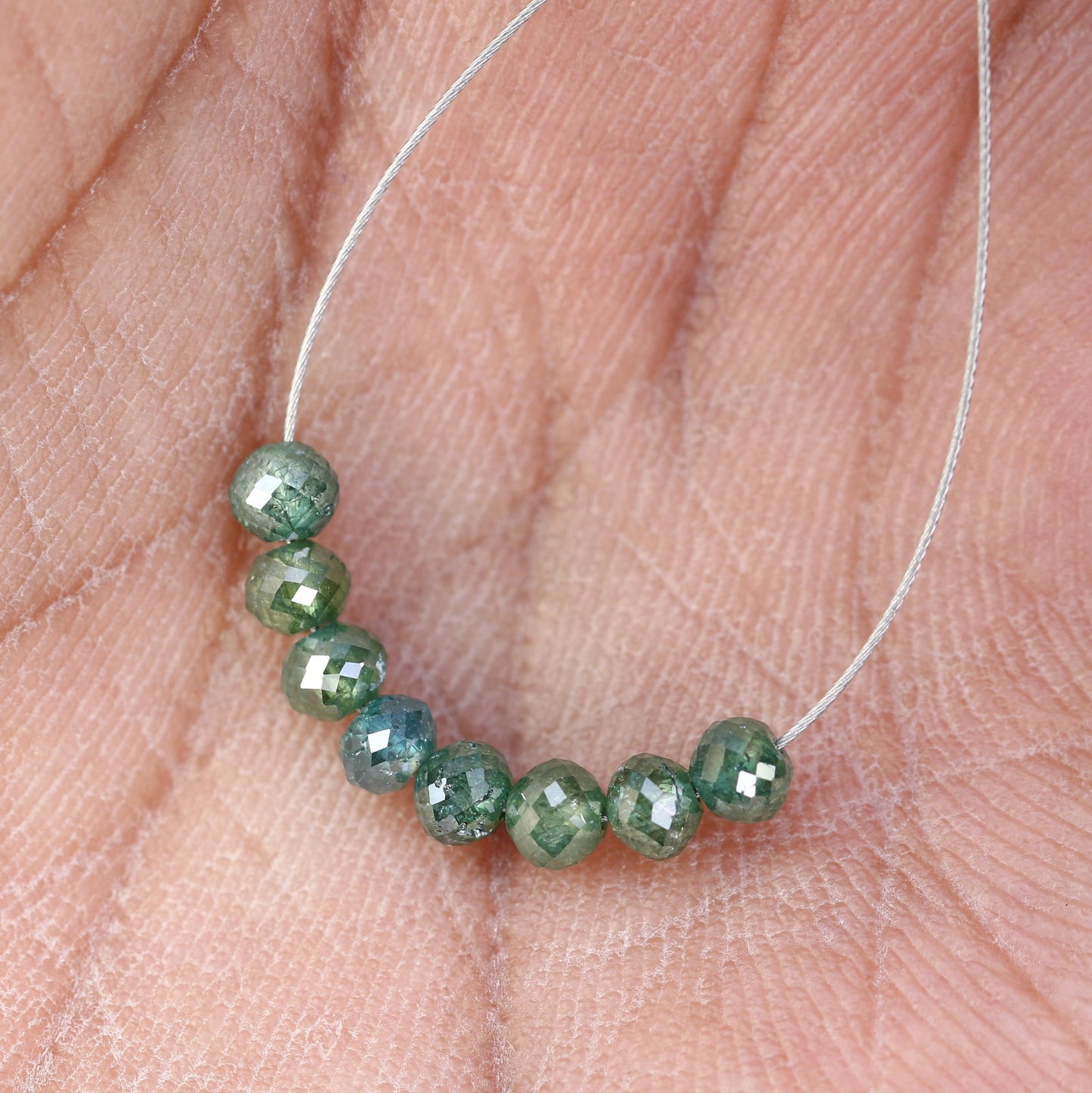 Genuine Green Treated Diamond Beads | High-Quality Gemstone Supplies for Custom Jewelry