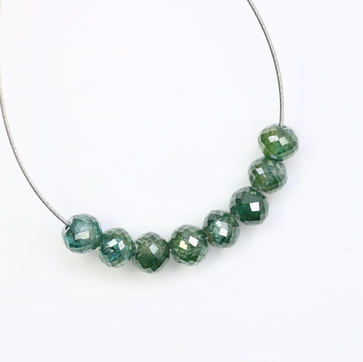 Versatile Green Diamond Beads for Jewelry Making | High-Quality Gemstone Strands for Crafting