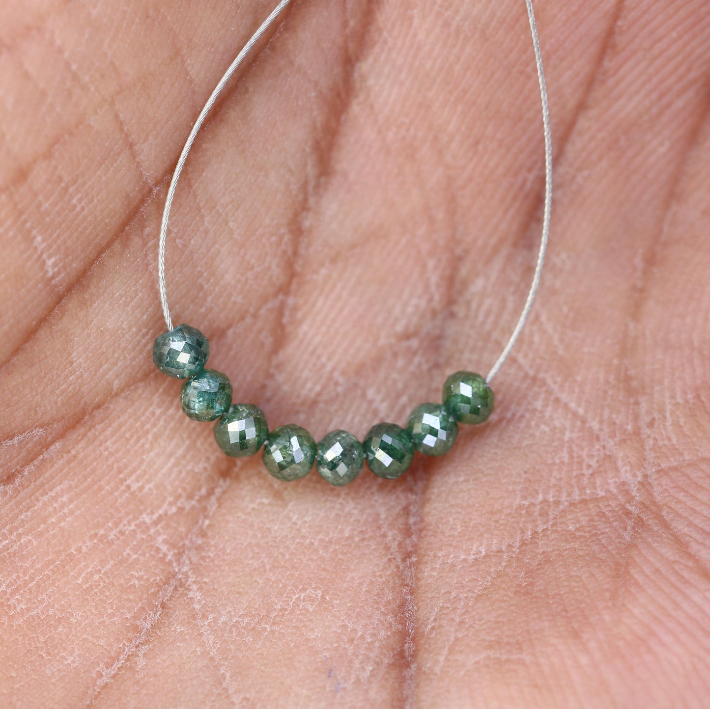 Versatile Green Diamond Beads for Jewelry Making | High-Quality Gemstone Strands for Crafting