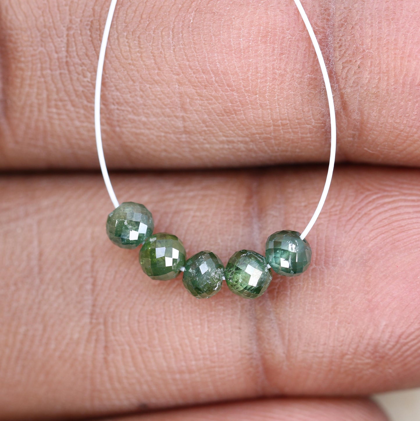 Green Treated Diamond Beads for Necklace and Bracelet | Genuine Sparkling Gemstone Jewelry | Unique DIY Jewelry Supplies