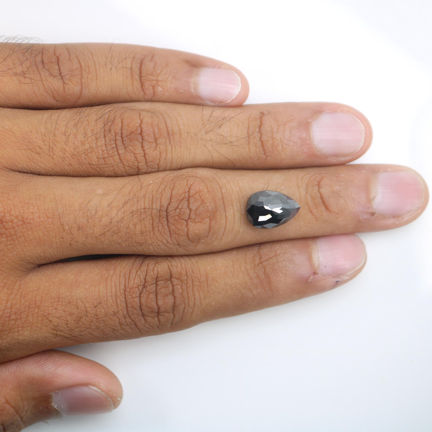 Premium Loose Black Diamond - Faceted Pear Shape Natural Stone for Custom Jewelry, Engagement Rings, and Unique Gifts