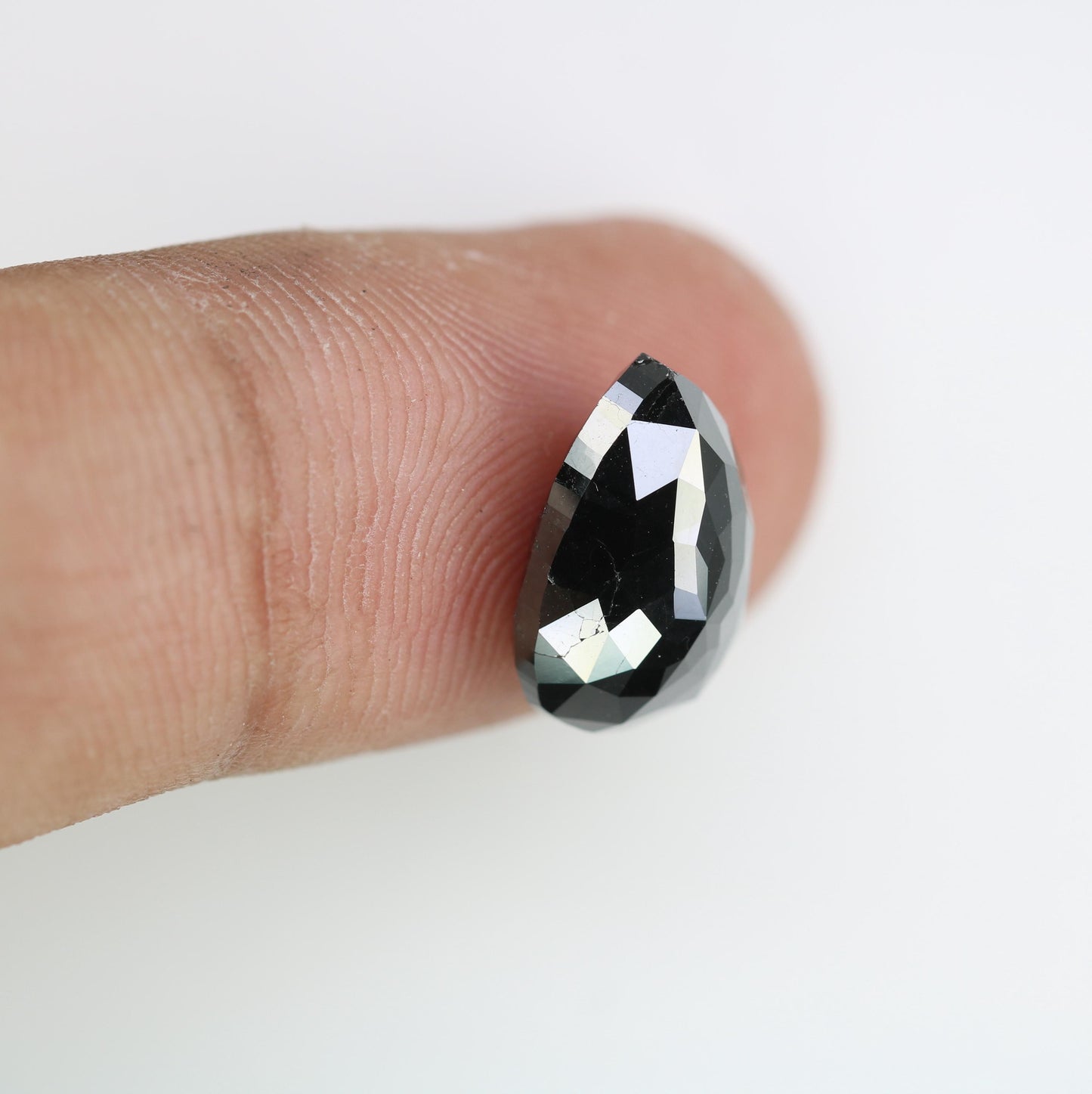 Premium Loose Black Diamond - Faceted Pear Shape Natural Stone for Custom Jewelry, Engagement Rings, and Unique Gifts