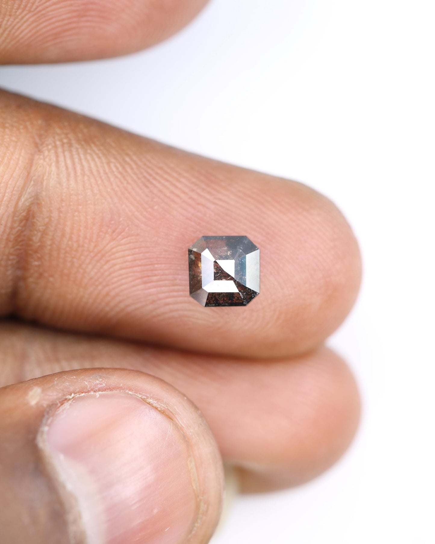 Elegant Salt and Pepper Emerald Cut Diamond - Distinctive Gemstone for Engagement Rings, Artisan Jewelry & Custom Creations