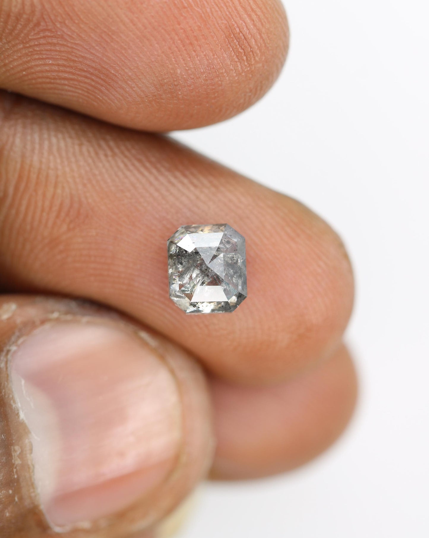 Unique Salt and Pepper Emerald Cut Diamond - Stunning Gemstone for Engagement Rings, Artisan Jewelry & Custom Designs