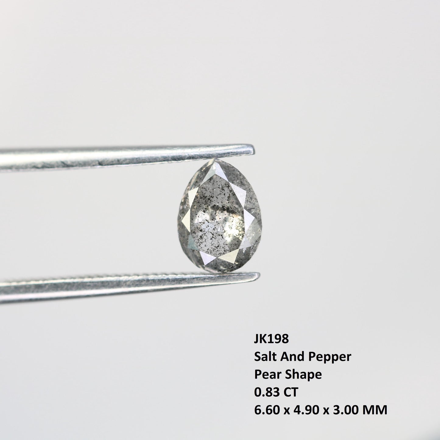 Stunning Pear-Shaped Salt and Pepper Diamond - Vintage-Inspired Gemstone for Engagement Rings, Unique Jewelry & Custom Designs
