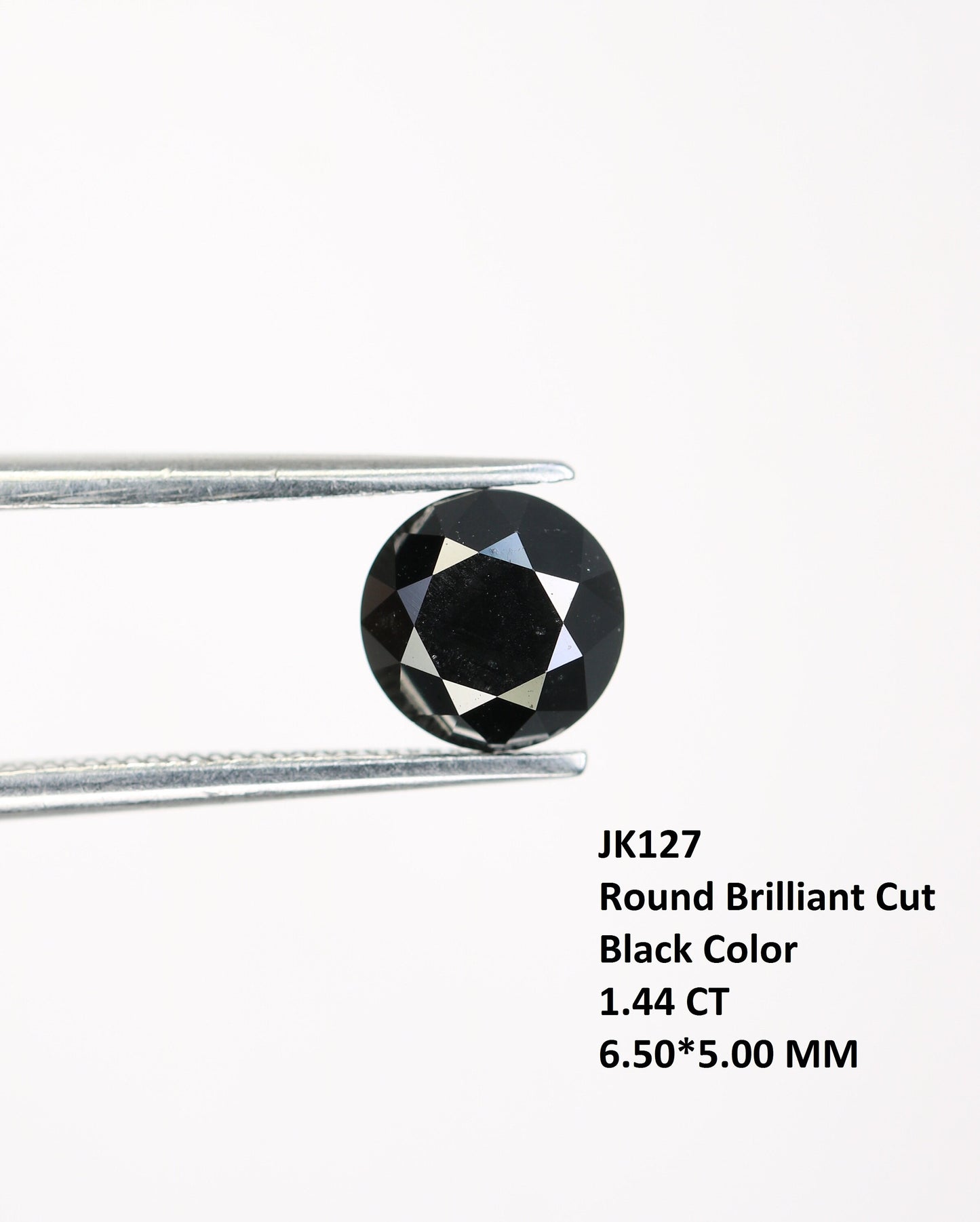 1.44 CT 6.50 MM Loose Fancy Round Brilliant Cut Fancy Black Diamond For Engagement Ring