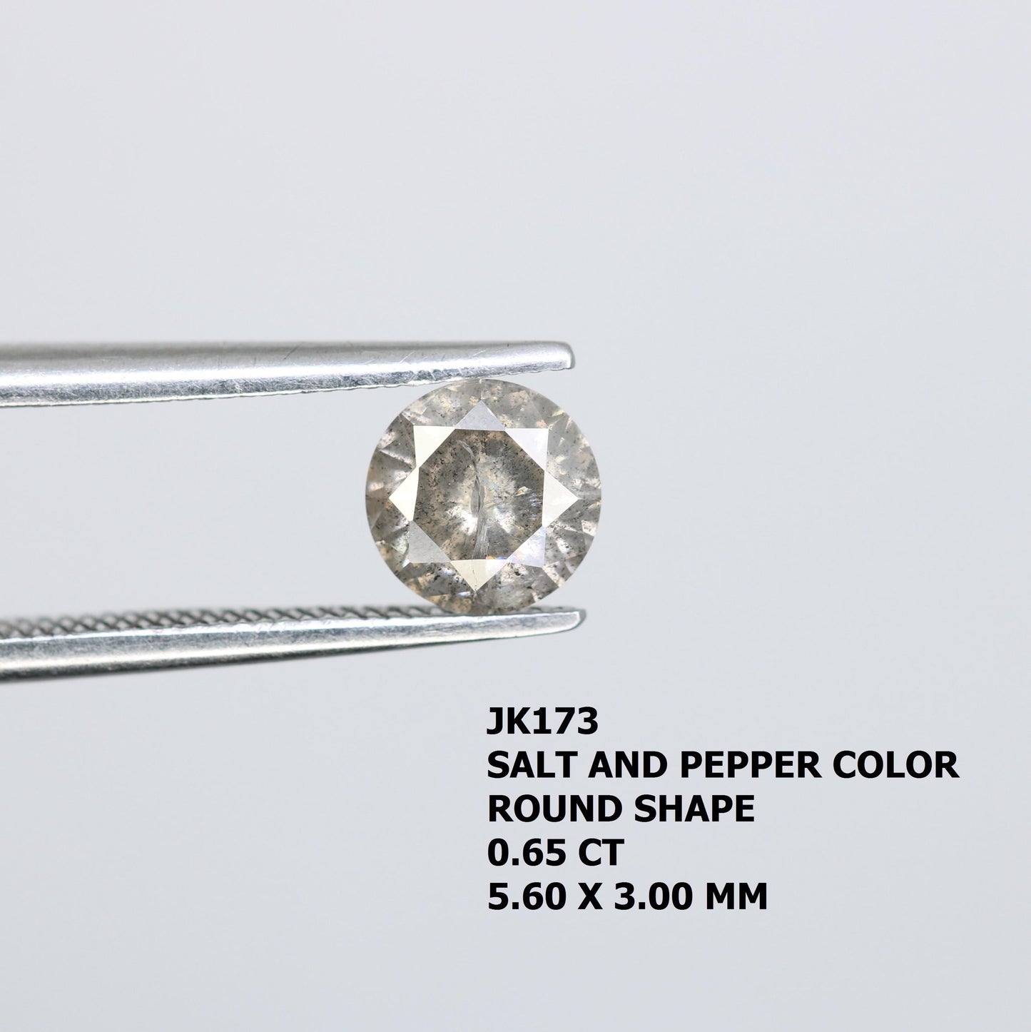 0.65 CT Natural Salt and Pepper Round Brilliant Diamond - Unique Loose Gemstone for Custom Jewelry and Engagement Rings