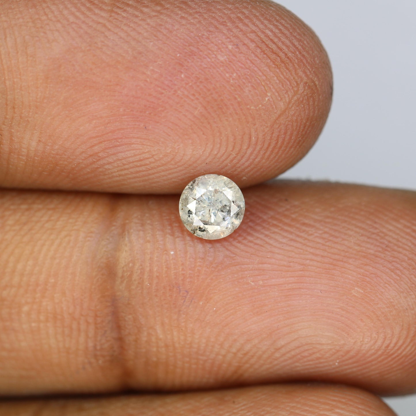 Natural Polished Salt and Pepper Round Brilliant Diamond - 0.59 Carat Opaque Gemstone for Unique Engagement Rings and Custom Jewelry