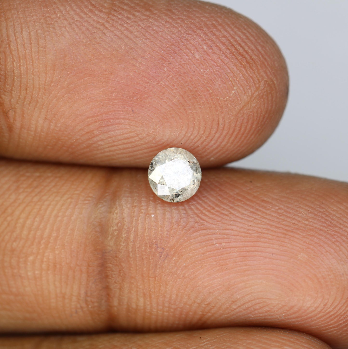 Natural Polished Salt and Pepper Round Brilliant Diamond - 0.59 Carat Opaque Gemstone for Unique Engagement Rings and Custom Jewelry