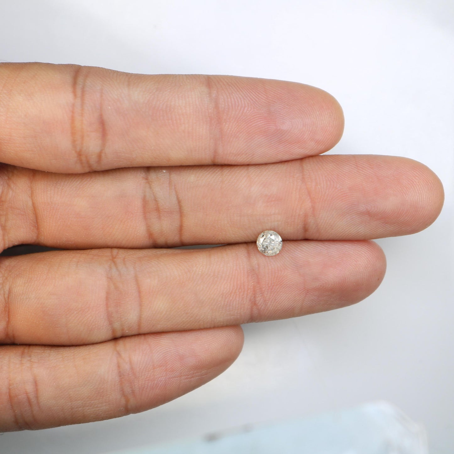 Natural Polished Salt and Pepper Round Brilliant Diamond - 0.59 Carat Opaque Gemstone for Unique Engagement Rings and Custom Jewelry