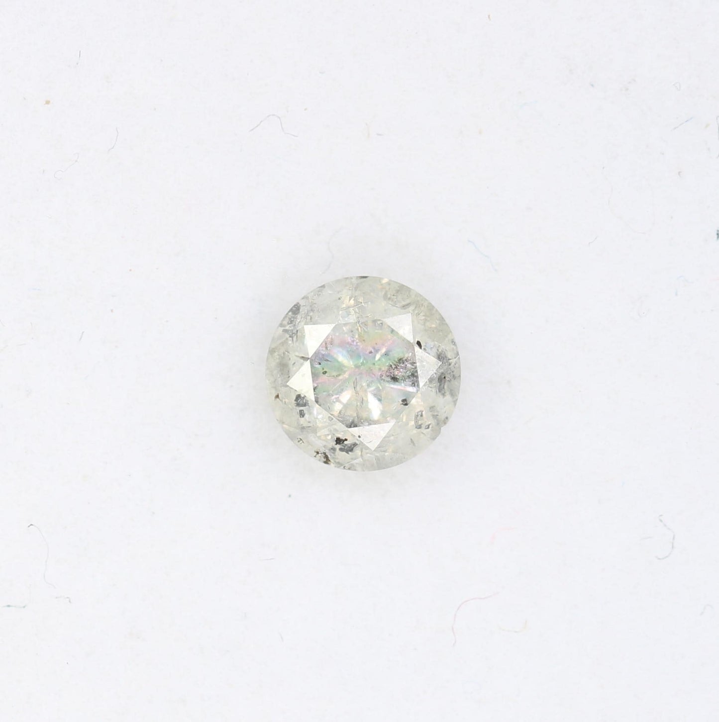 Natural Polished Salt and Pepper Round Brilliant Diamond - 0.59 Carat Opaque Gemstone for Unique Engagement Rings and Custom Jewelry
