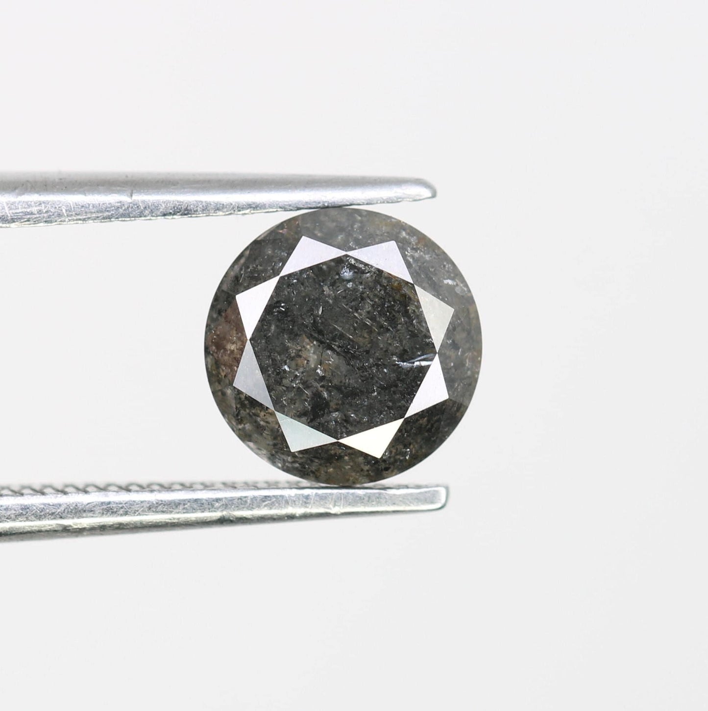 Natural Salt and Pepper Diamond - Polished Round Brilliant - 1.57 Carat Loose Gemstone for Custom Engagement & Wedding Rings