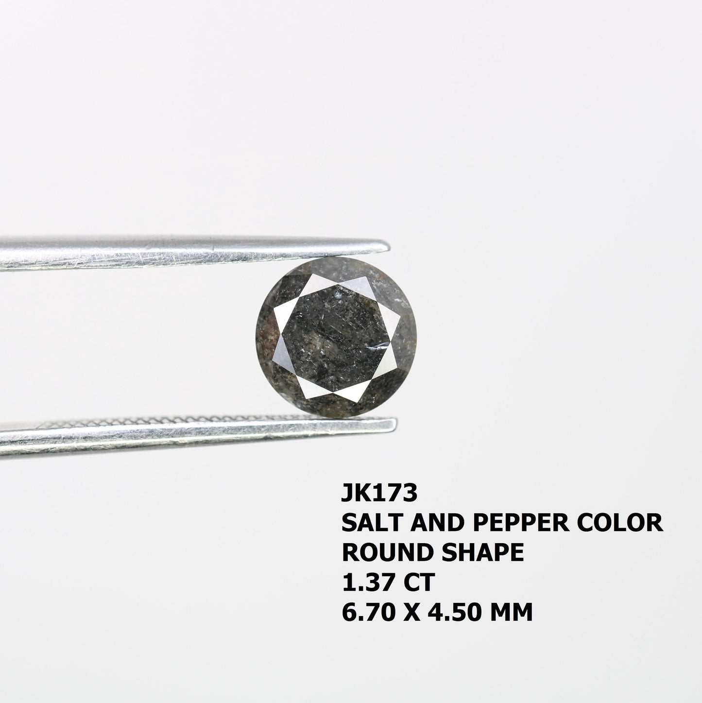 Natural Salt and Pepper Diamond - Polished Round Brilliant - 1.57 Carat Loose Gemstone for Custom Engagement & Wedding Rings