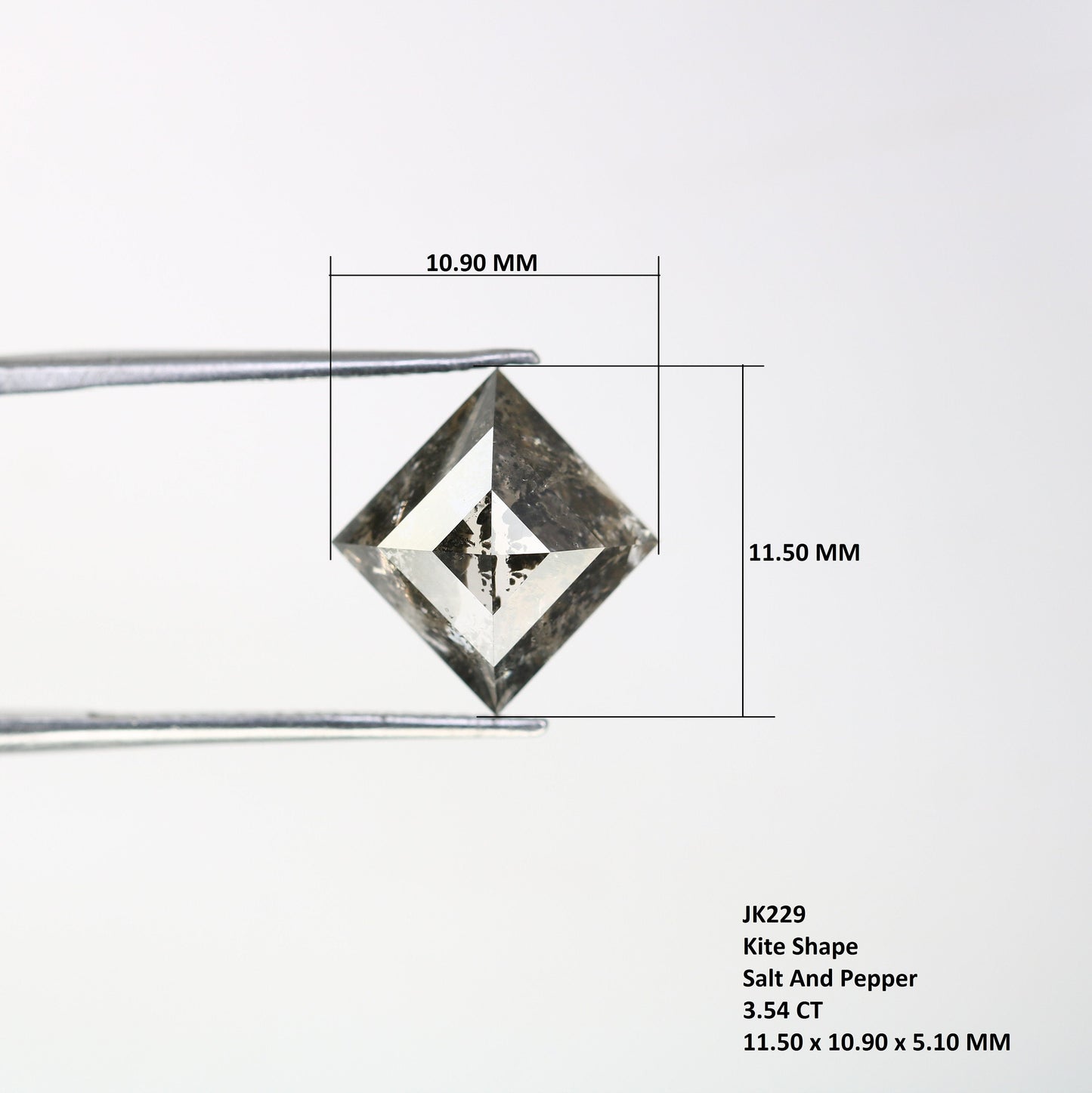 3.54 CT Shape Salt and Pepper Kite Shape - Natural Kite shape Loose Diamond -For 14k Gold Jewelry - Christmas Gift - LABORDAY Offer