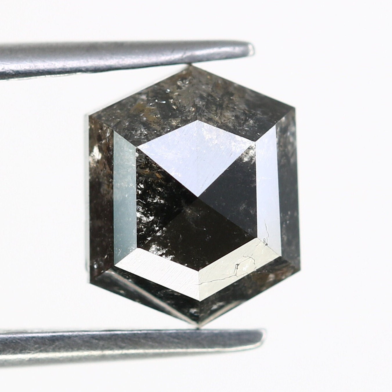 1.79 CT Natural Loose Hexagon - Salt and Pepper Hexagon For Rings - Rings Gifts For Wedding - Fancy Gift for Her - Handmade Diamond
