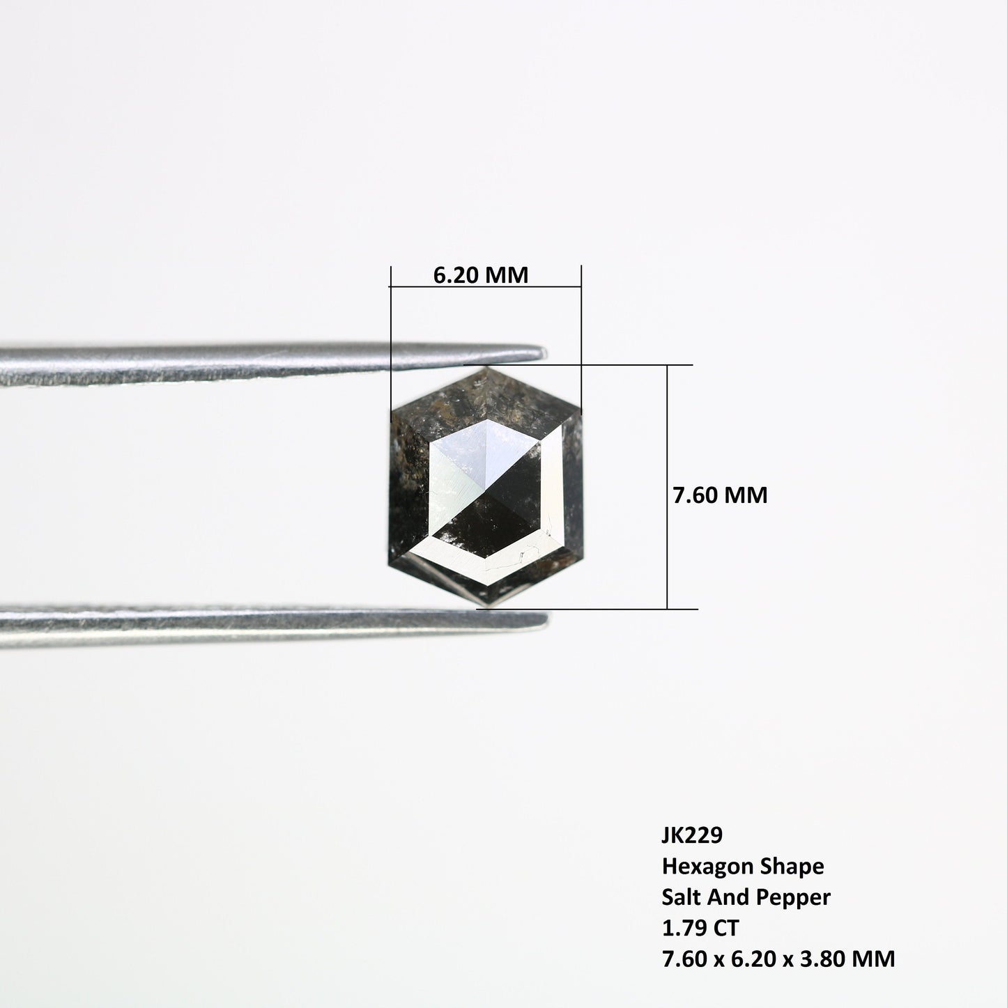 1.79 CT Natural Loose Hexagon - Salt and Pepper Hexagon For Rings - Rings Gifts For Wedding - Fancy Gift for Her - Handmade Diamond