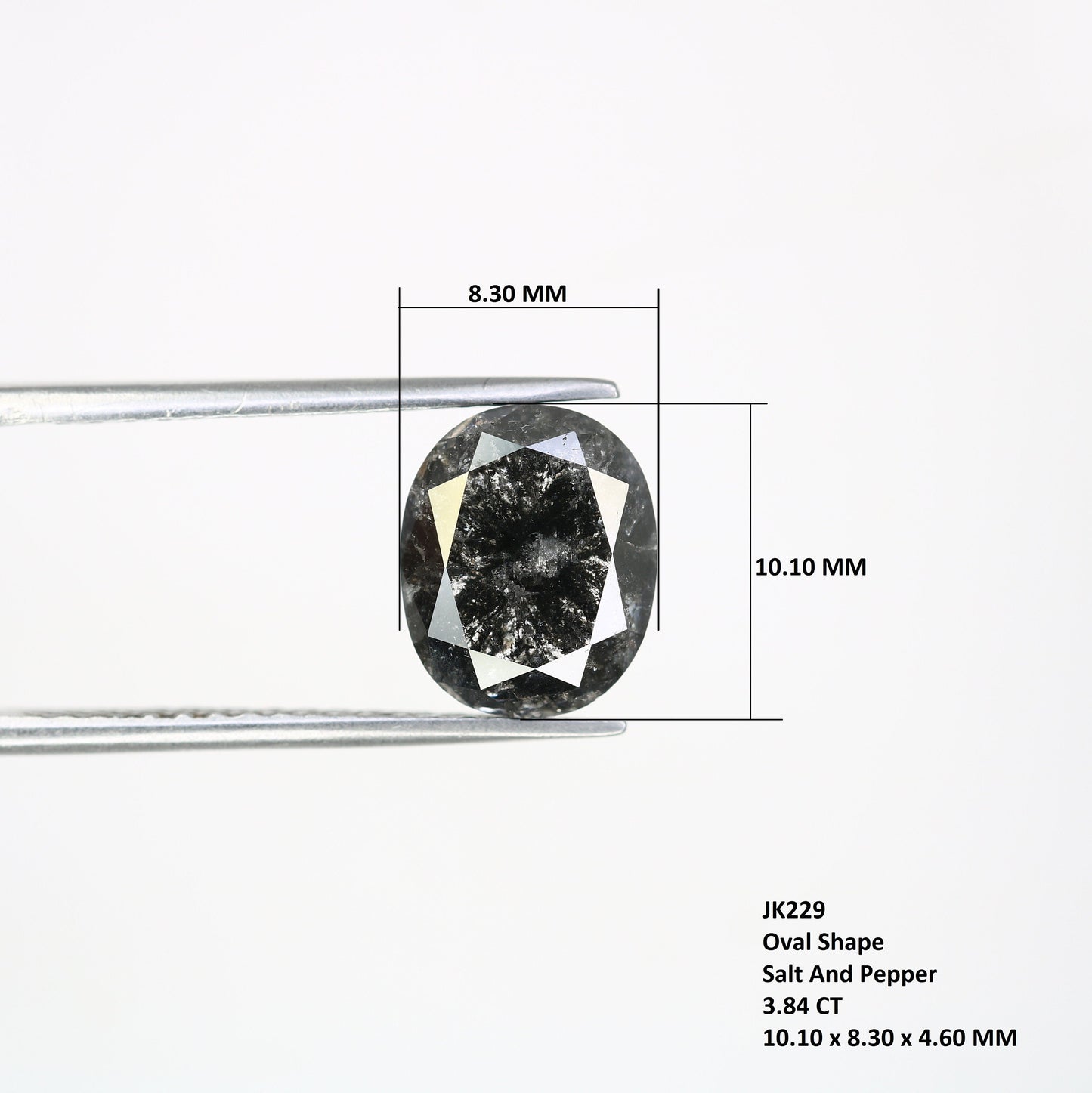 3.84 CT Loose Big Oval Shape Salt and Pepper Diamond | Natural Diamond for Engagement Ring | Oval Shape Diamonds