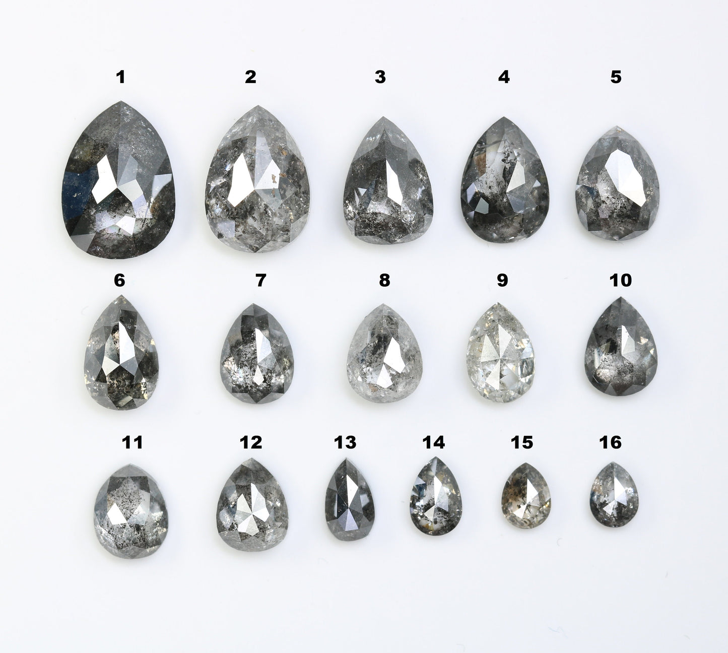 Natural Salt and Pepper Diamond | Artisan Pear Shape Gemstone | Loose Earth-Mined Diamonds for Earrings & Bridal Jewelry | Gift for Her