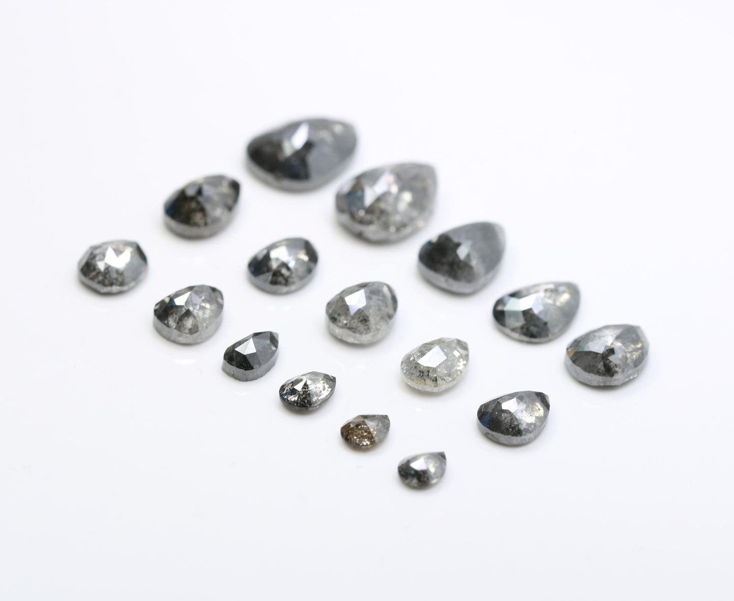 Natural Salt and Pepper Diamond | Artisan Pear Shape Gemstone | Loose Earth-Mined Diamonds for Earrings & Bridal Jewelry | Gift for Her