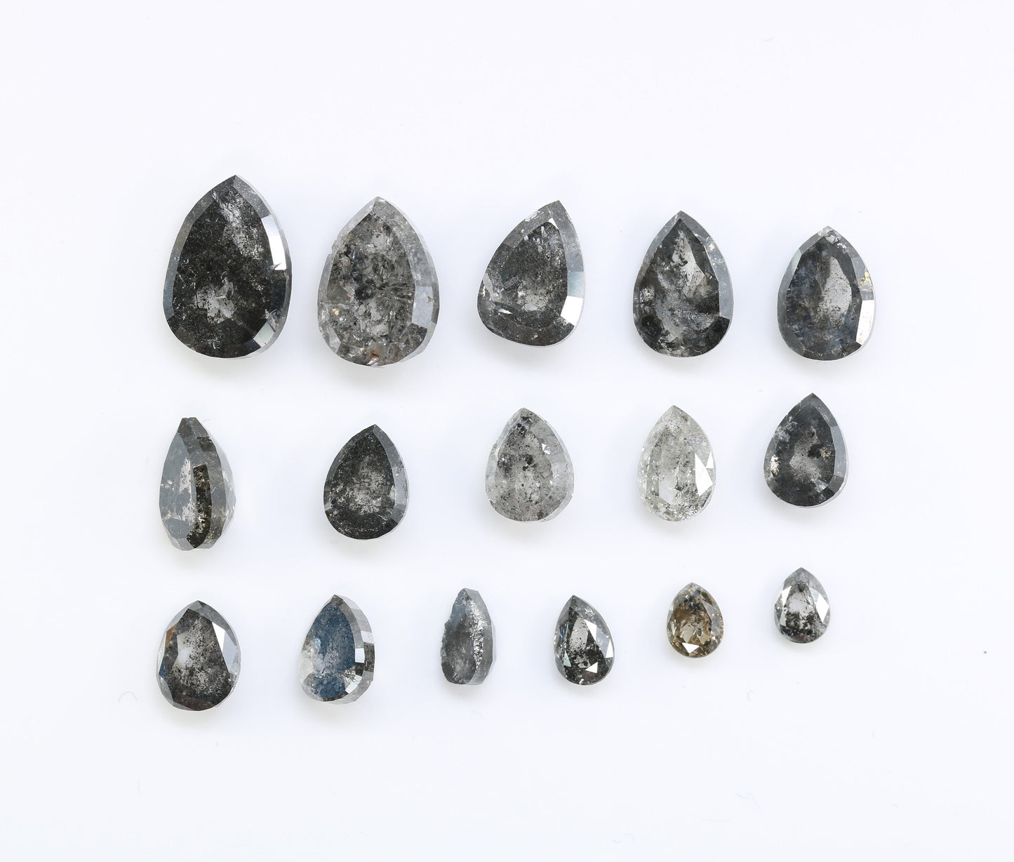 Natural Salt and Pepper Diamond | Artisan Pear Shape Gemstone | Loose Earth-Mined Diamonds for Earrings & Bridal Jewelry | Gift for Her