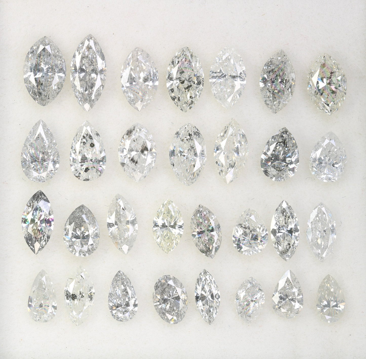 Natural Salt and Pepper Diamond | White Marquise Shape Gemstone | Unique Loose Mixed Cut Diamonds for Earrings & Bridal Jewelry |