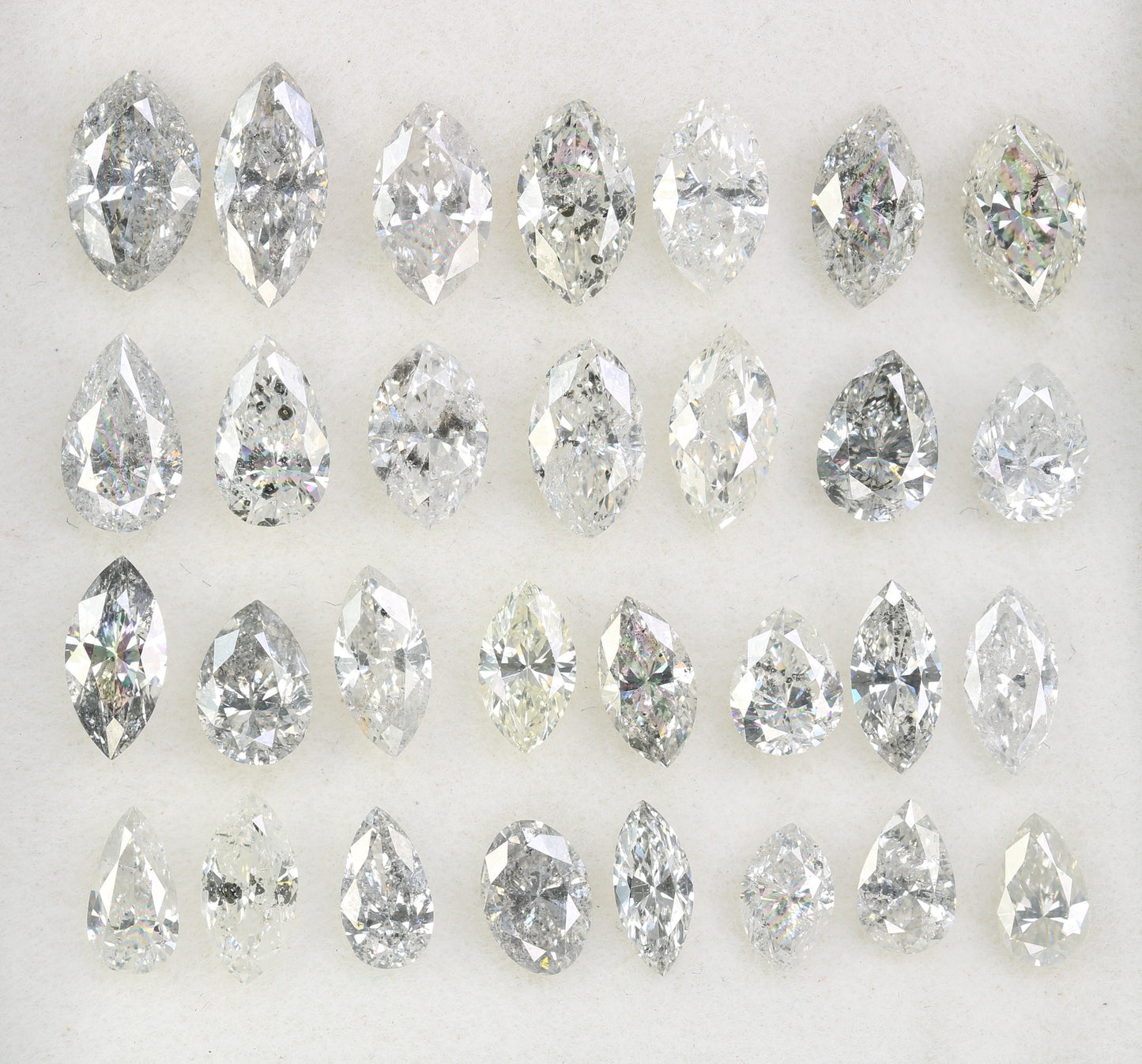 Natural Salt and Pepper Diamond | White Marquise Shape Gemstone | Unique Loose Mixed Cut Diamonds for Earrings & Bridal Jewelry |