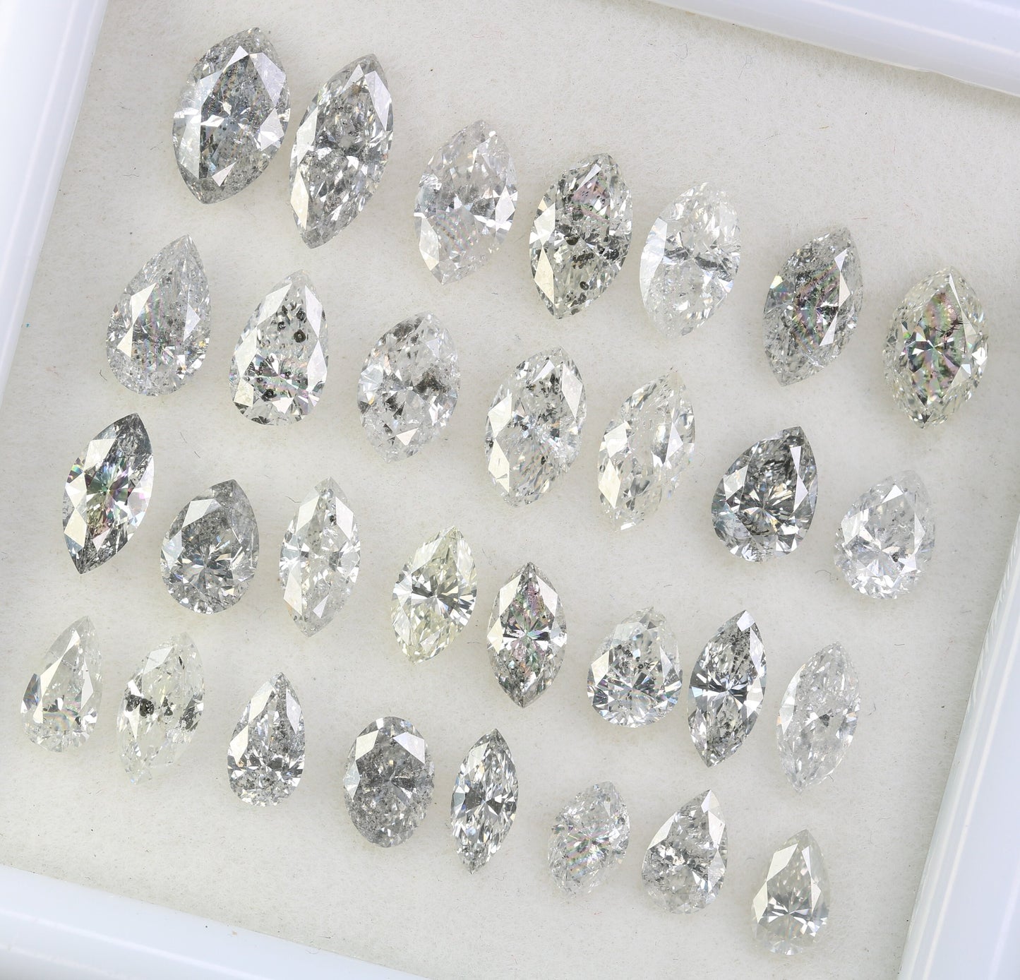 Natural Salt and Pepper Diamond | White Marquise Shape Gemstone | Unique Loose Mixed Cut Diamonds for Earrings & Bridal Jewelry |