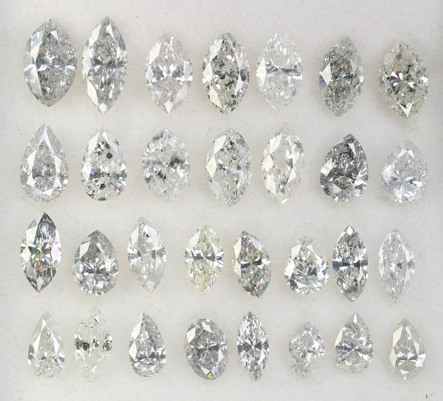 Natural Salt and Pepper Diamond | White Marquise Shape Gemstone | Unique Loose Mixed Cut Diamonds for Earrings & Bridal Jewelry |