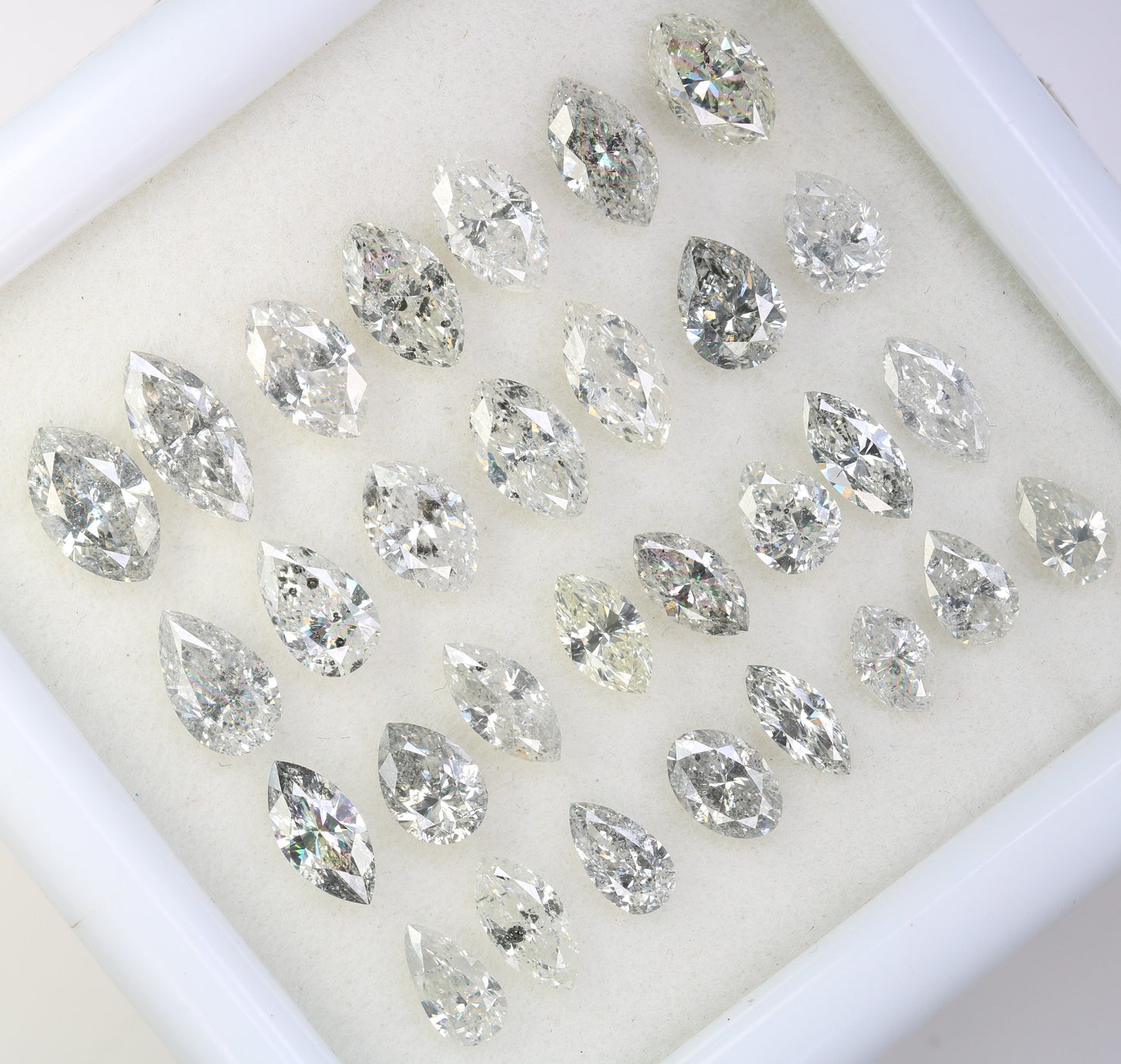 Natural Salt and Pepper Diamond | White Marquise Shape Gemstone | Unique Loose Mixed Cut Diamonds for Earrings & Bridal Jewelry |