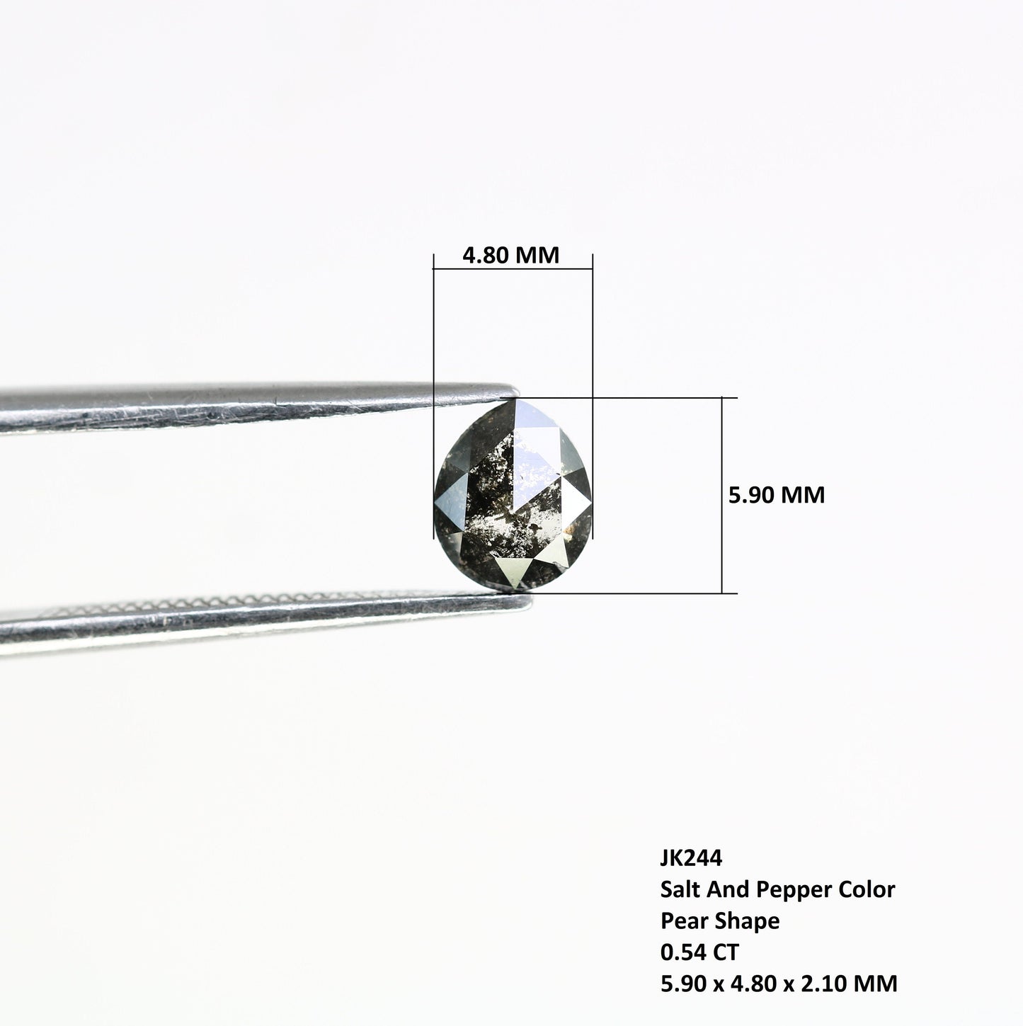 0.54 CT Pear Shape Salt and Pepper Loose Diamond | Bezel Set Natural Gemstone | Unique Gold Ring | Artisan Jewelry |Perfect Anniversary Gift