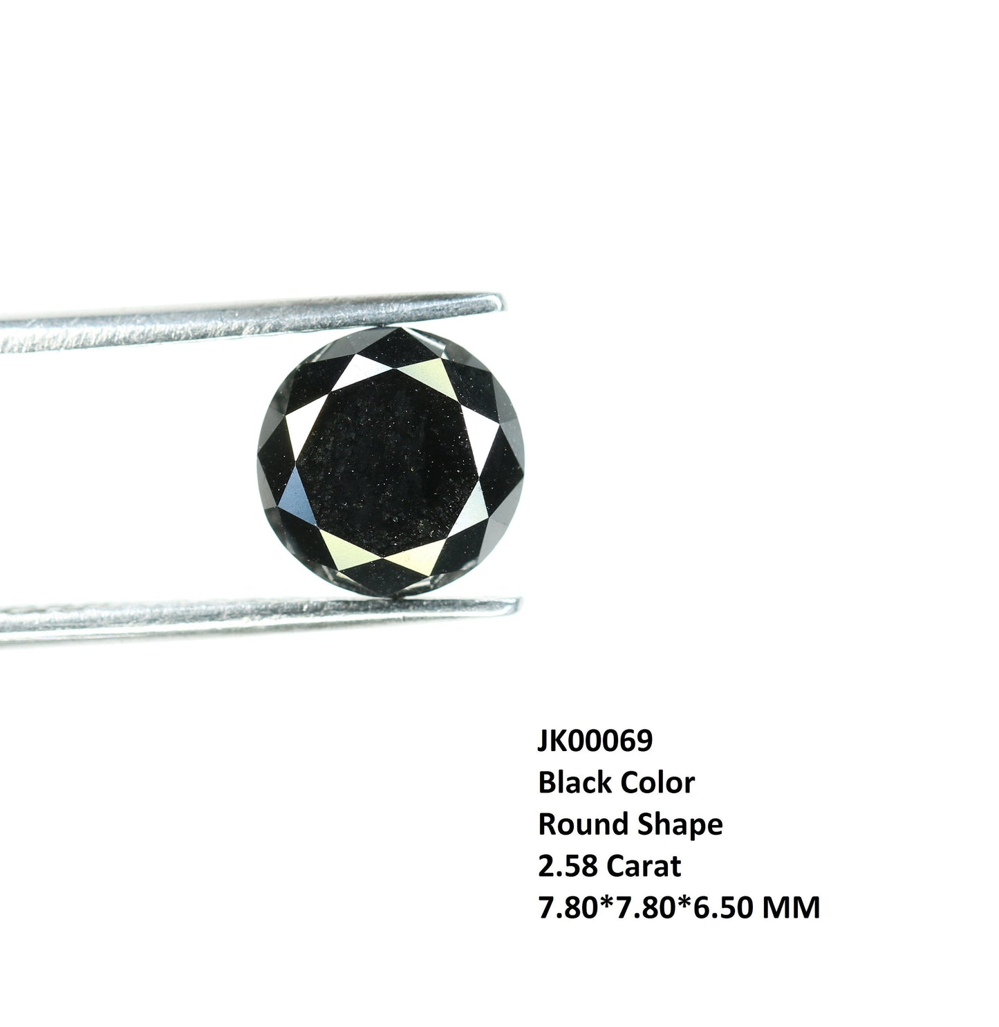 2.58 CT Loose Black Round Brilliant Cut Diamond | High-Quality Gemstone for Engagement Ring | Unique Proposal Jewelry | Custom Design
