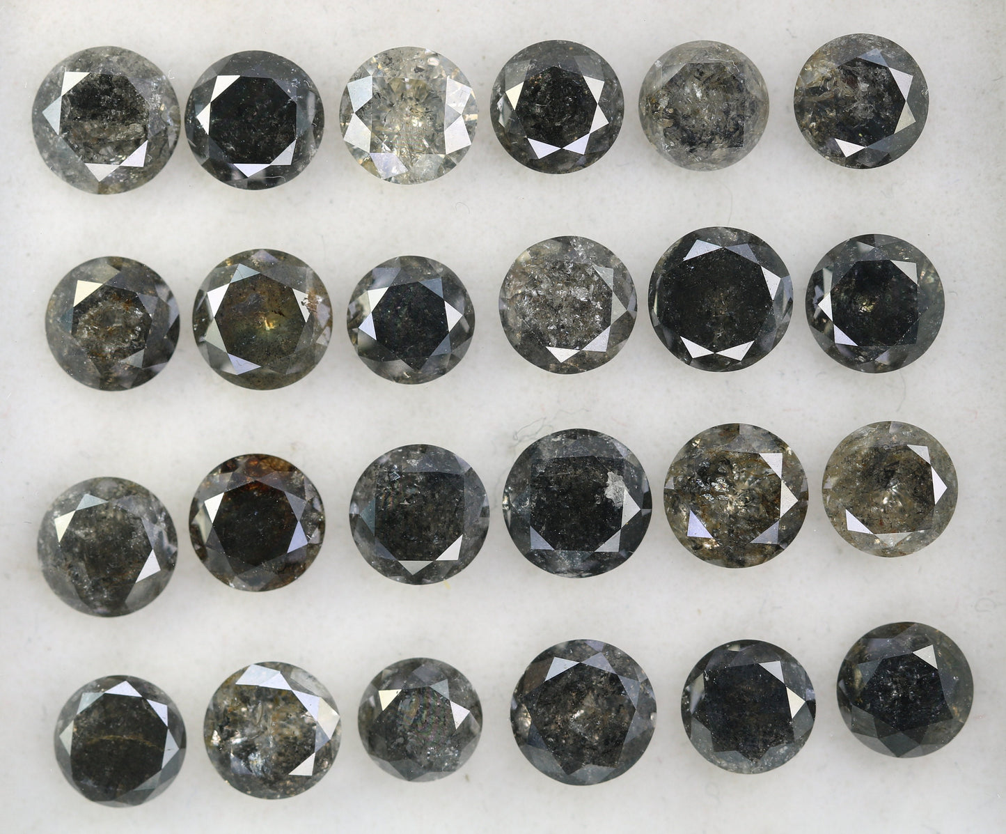 0.51-0.69 CT Salt and Pepper Diamond Lot | Round Brilliant Cut Loose Polished Diamonds for Engagement Rings | Unique Gem Collection