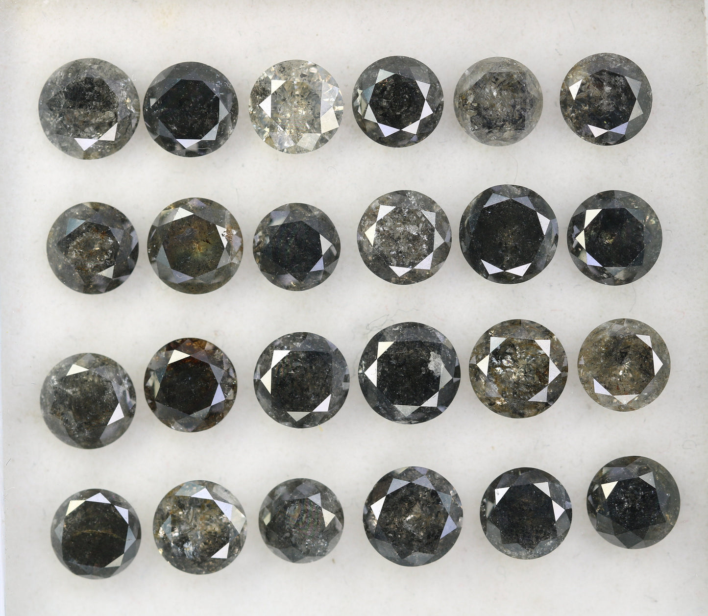 0.51-0.69 CT Salt and Pepper Diamond Lot | Round Brilliant Cut Loose Polished Diamonds for Engagement Rings | Unique Gem Collection