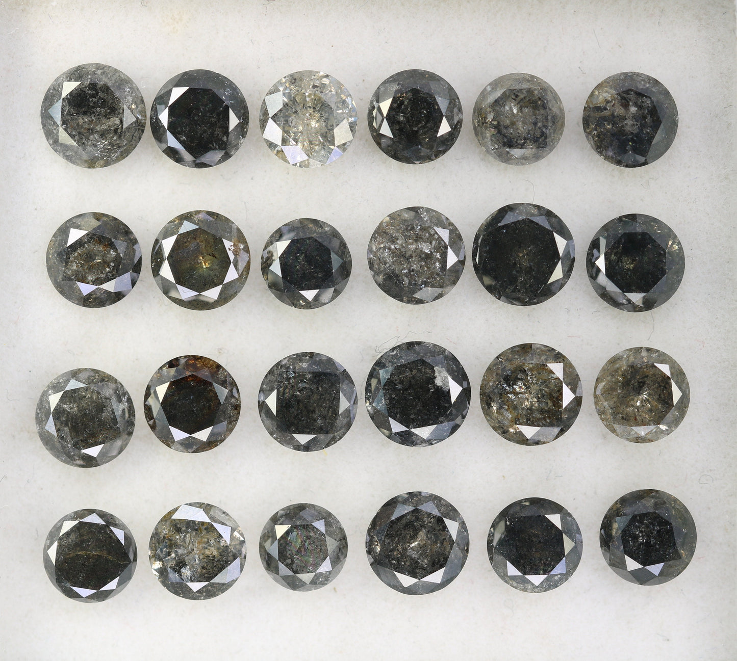 0.51-0.69 CT Salt and Pepper Diamond Lot | Round Brilliant Cut Loose Polished Diamonds for Engagement Rings | Unique Gem Collection
