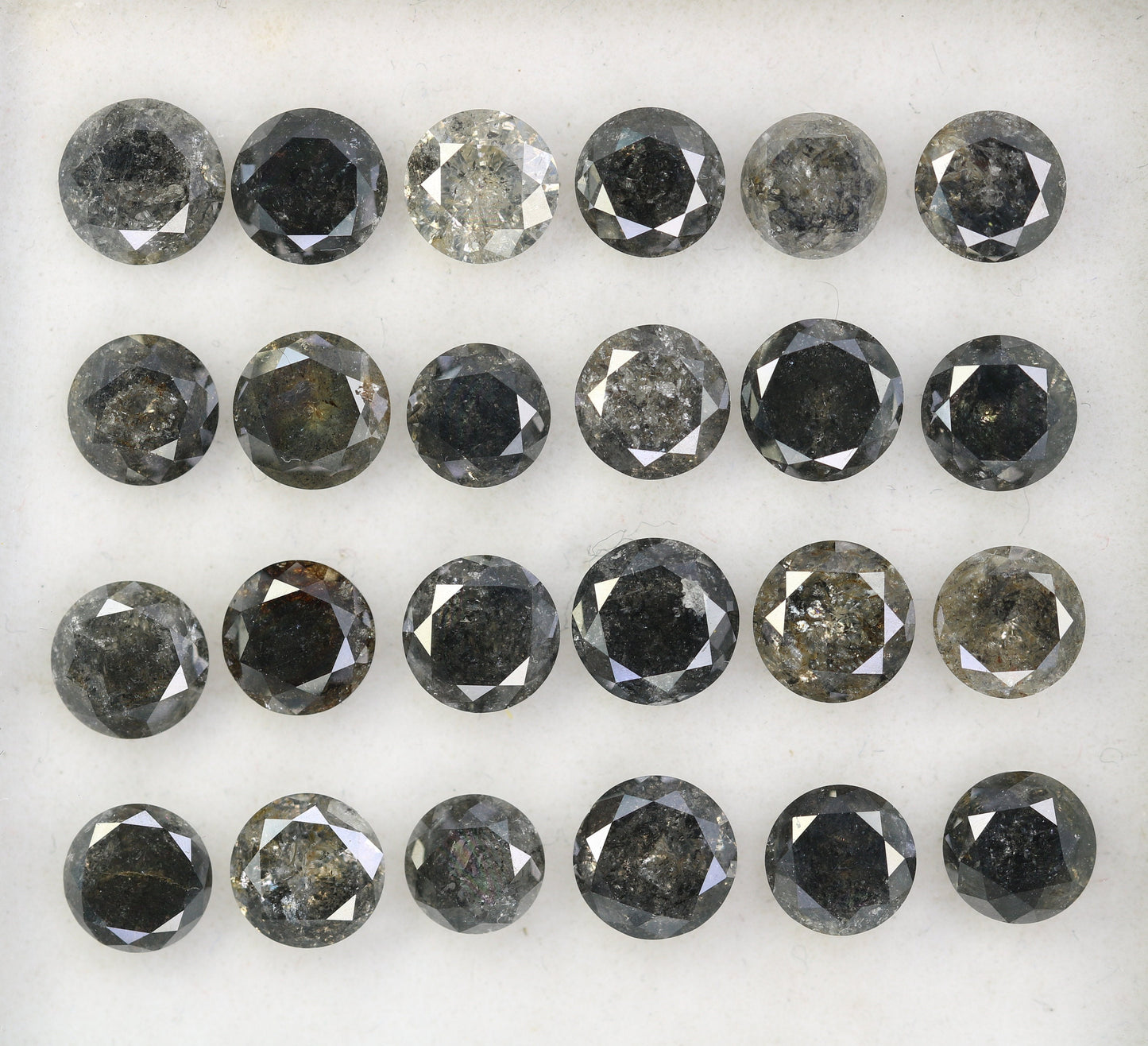 0.51-0.69 CT Salt and Pepper Diamond Lot | Round Brilliant Cut Loose Polished Diamonds for Engagement Rings | Unique Gem Collection