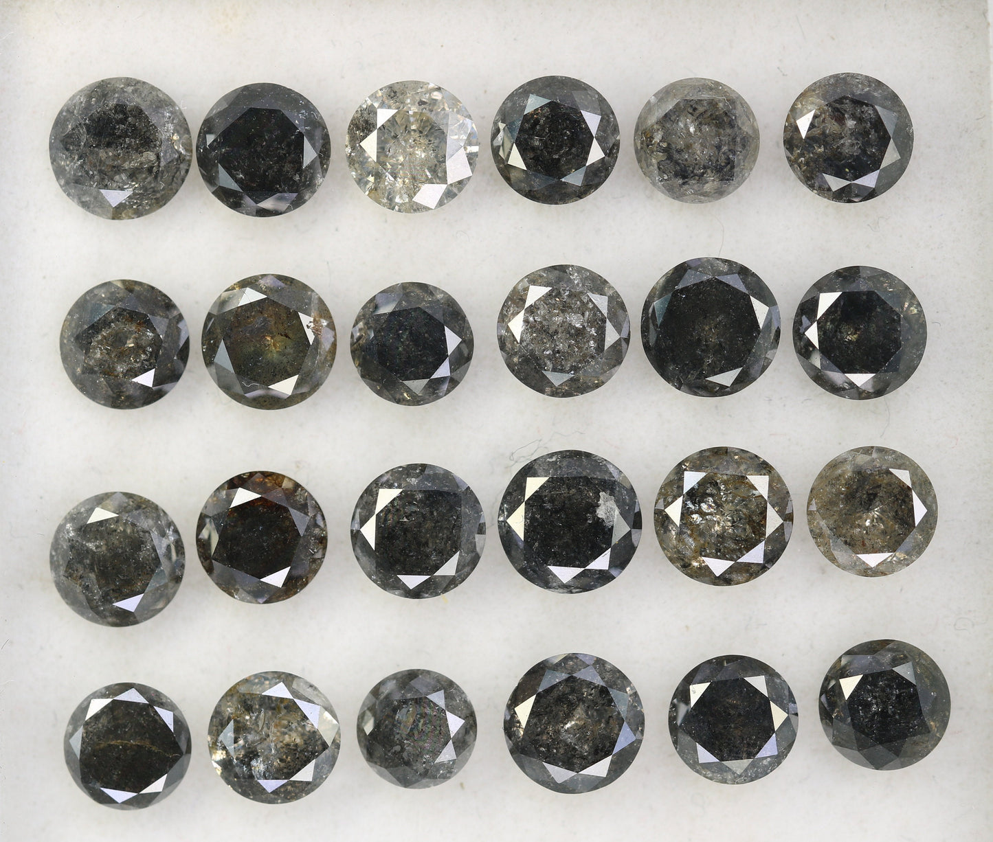 0.51-0.69 CT Salt and Pepper Diamond Lot | Round Brilliant Cut Loose Polished Diamonds for Engagement Rings | Unique Gem Collection