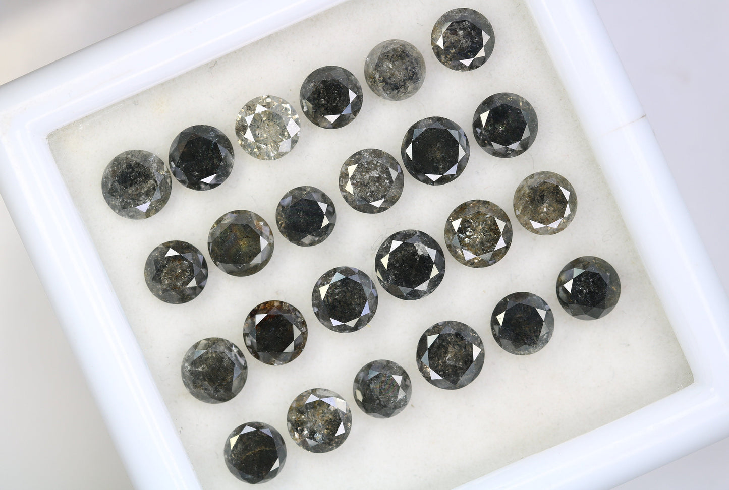 0.51-0.69 CT Salt and Pepper Diamond Lot | Round Brilliant Cut Loose Polished Diamonds for Engagement Rings | Unique Gem Collection