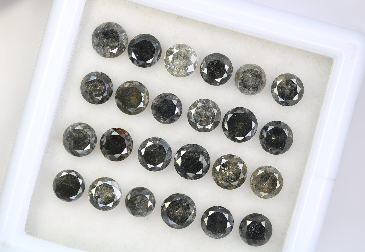0.51-0.69 CT Salt and Pepper Diamond Lot | Round Brilliant Cut Loose Polished Diamonds for Engagement Rings | Unique Gem Collection
