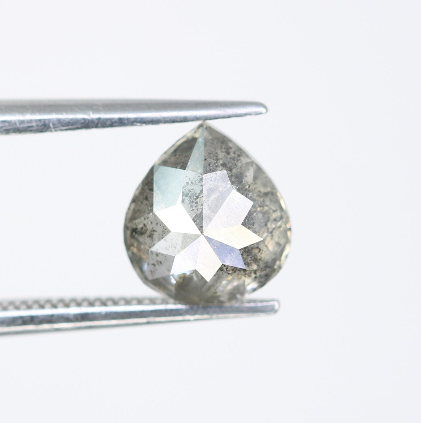 1.61 CT Rustic Pear Salt and Pepper Diamond | Loose Natural Gem for Custom Wedding Ring | Unique Engagement Jewelry for Him or Her